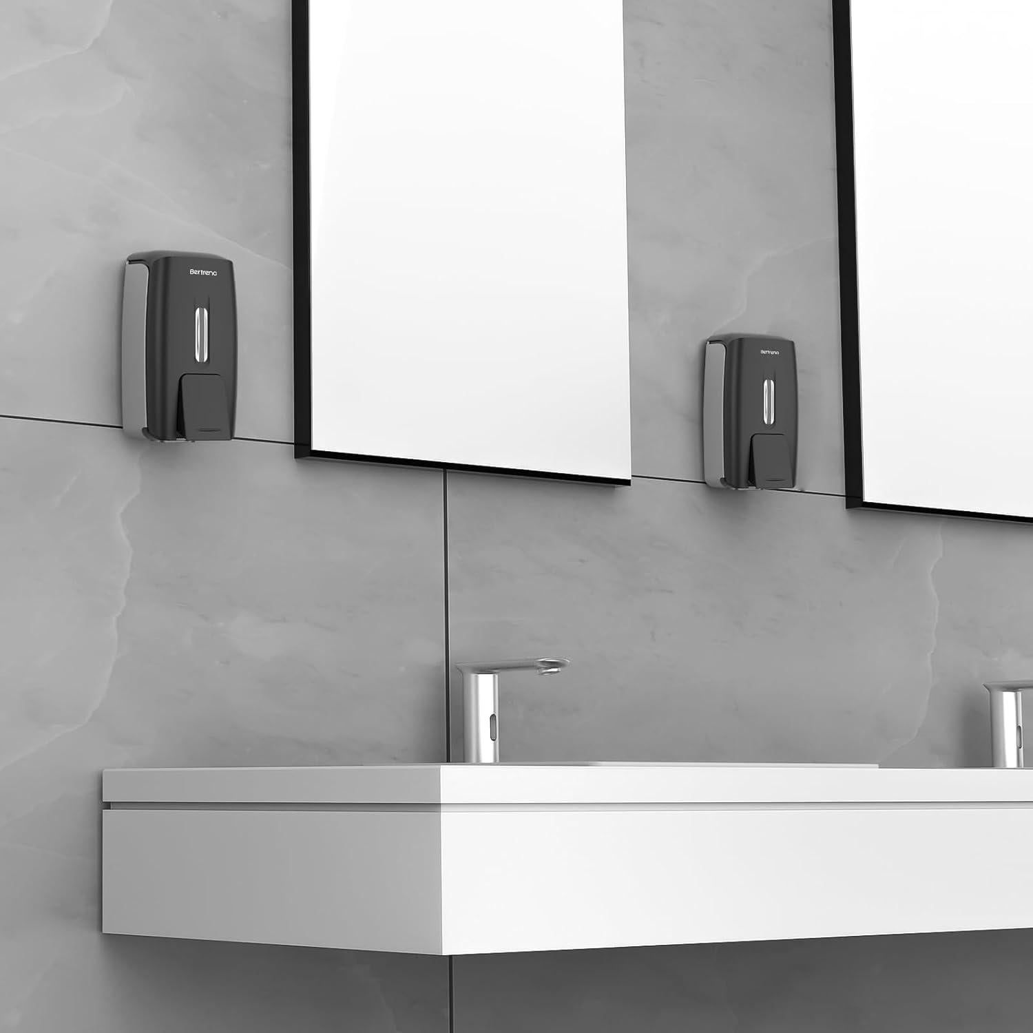 Dispensador de Jabón Manual Bertreno 800ml Montaje en Pared Negro