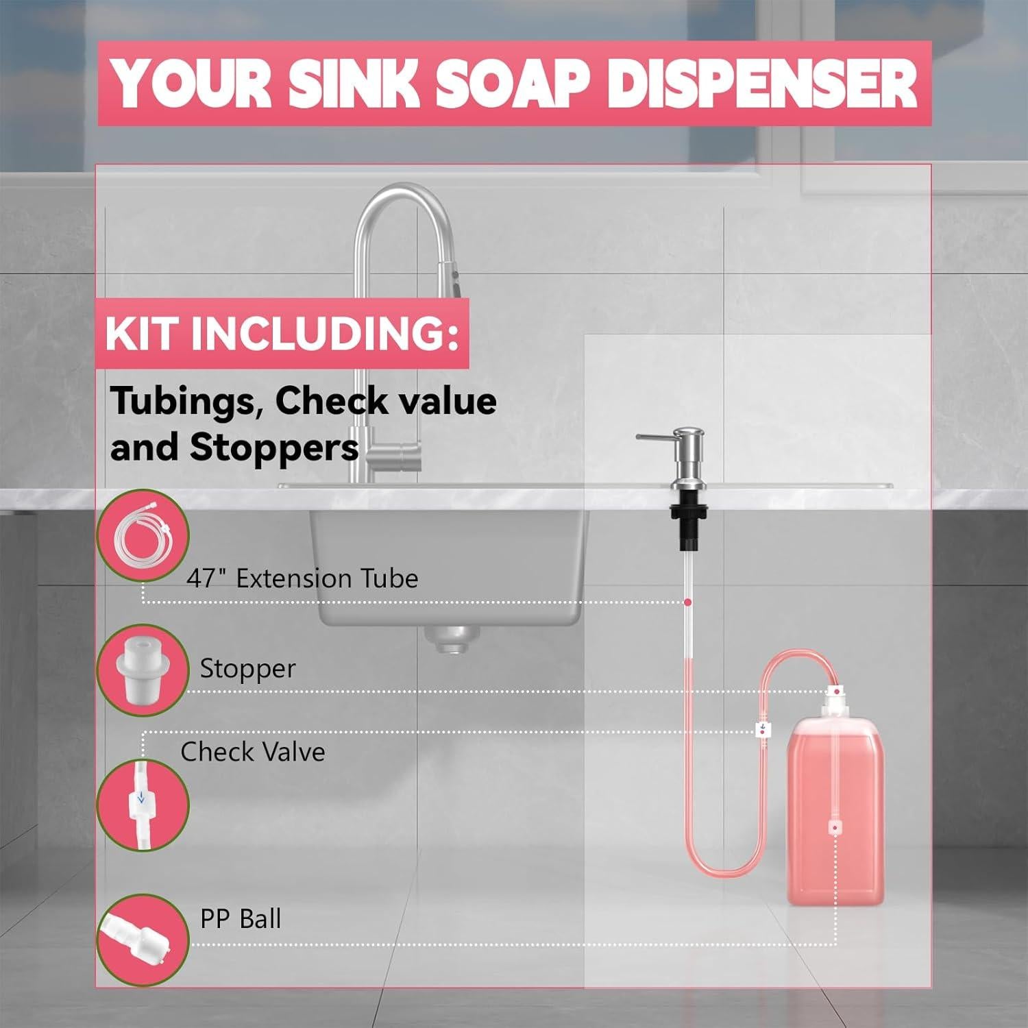 Dispensador de Jabón OHiHi para Fregadero con Tubo 119.38 cm