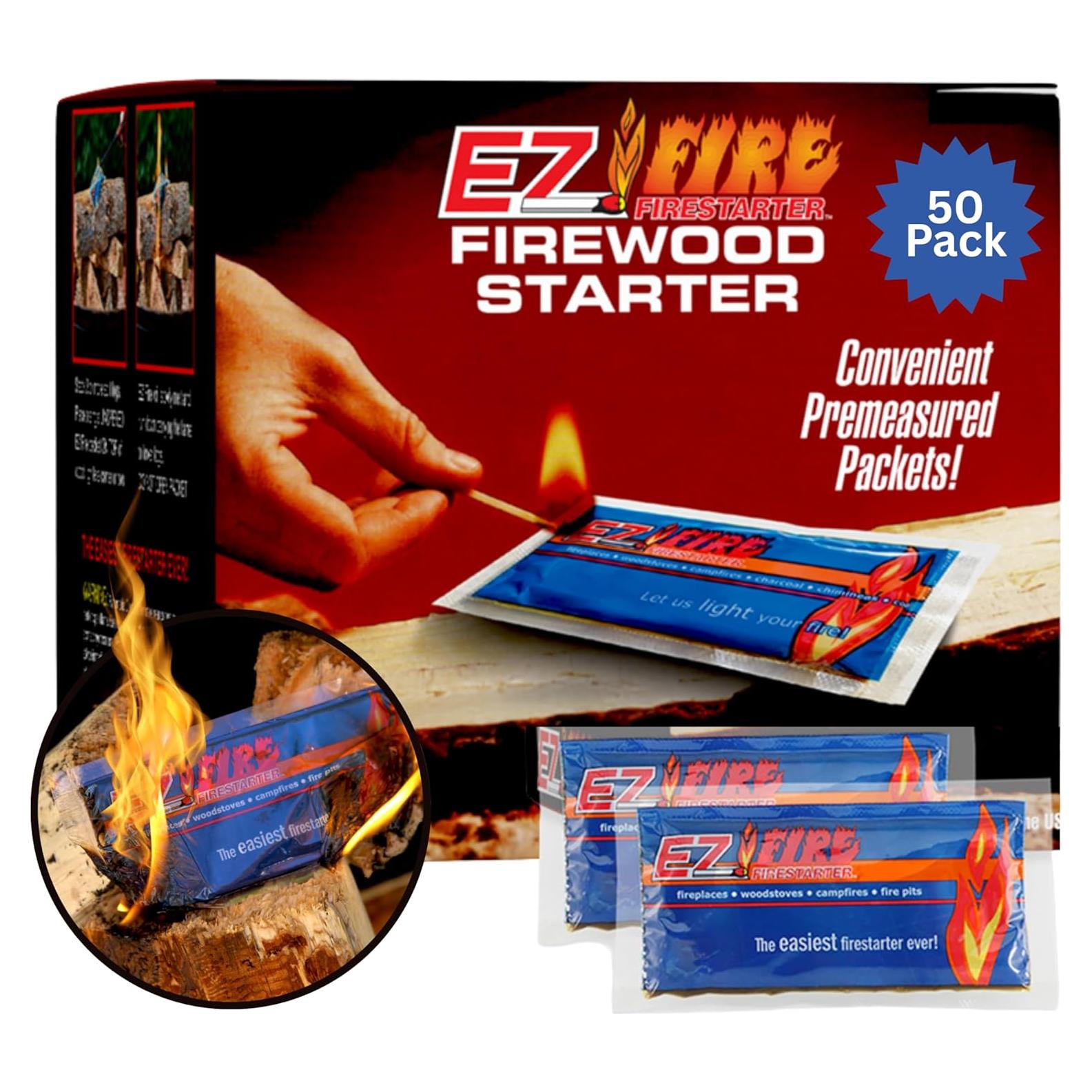 Encendedores de fuego EZ Fire - Paquete de 50 unidades, impermeables y seguros