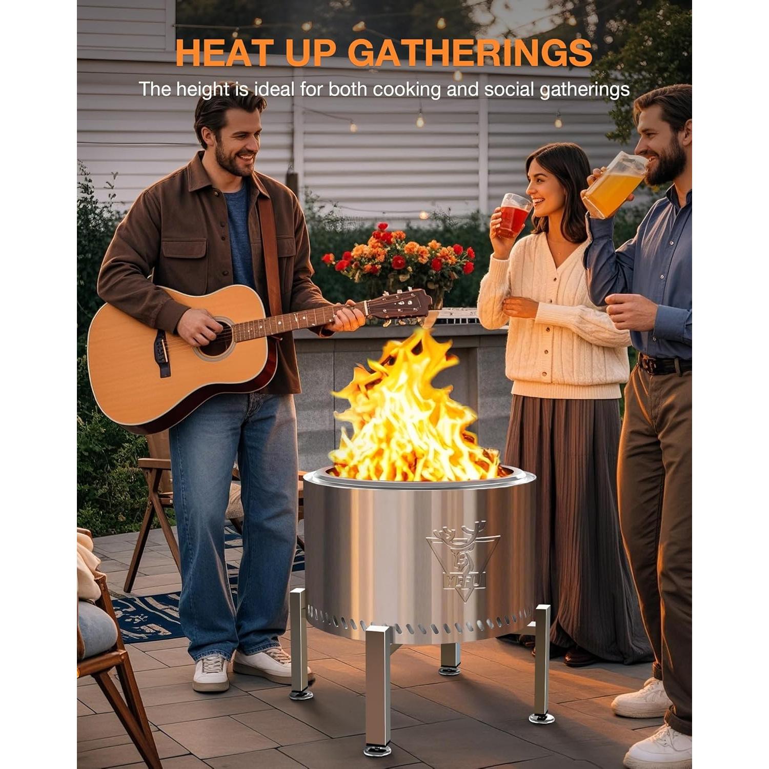 Soporte Ajustable YEFU para Fogata 48.3-68.6 cm Acero Inoxidable