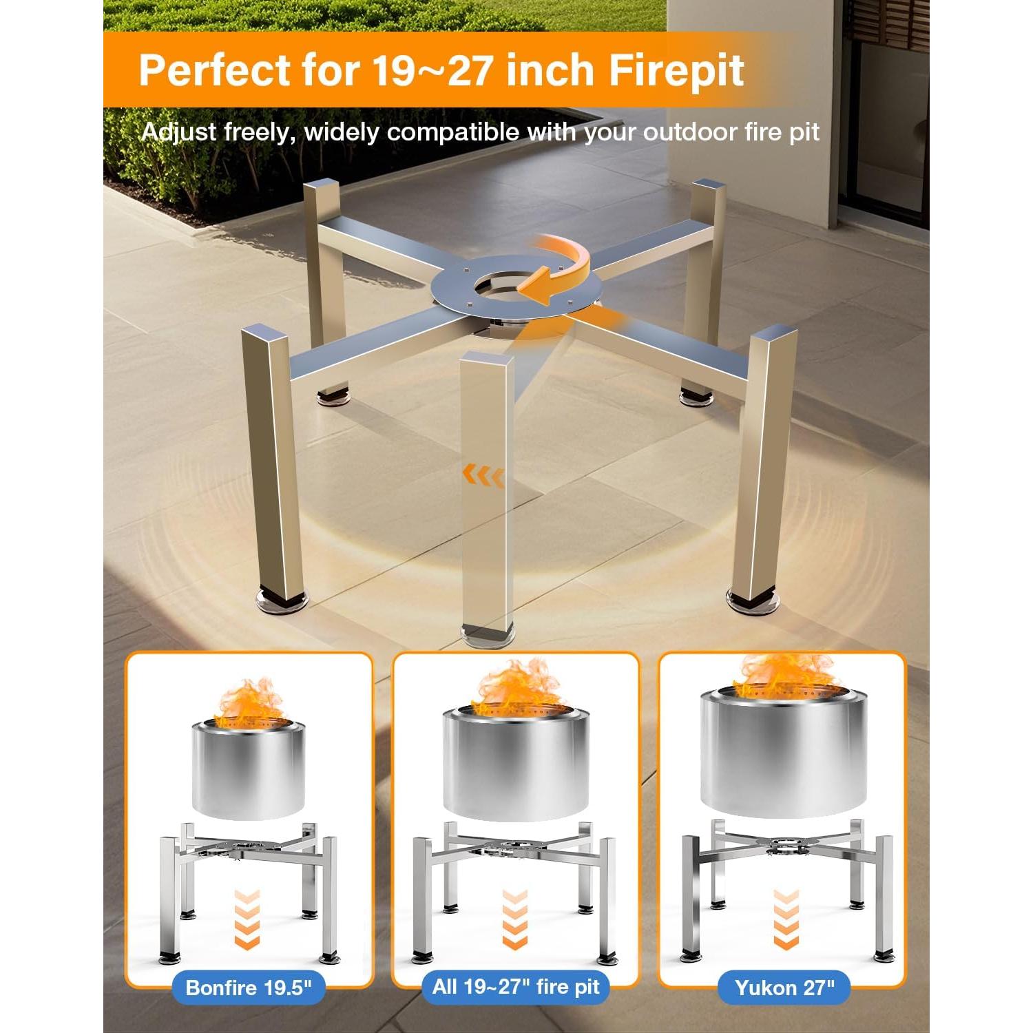 Soporte Ajustable YEFU para Fogata 48.3-68.6 cm Acero Inoxidable