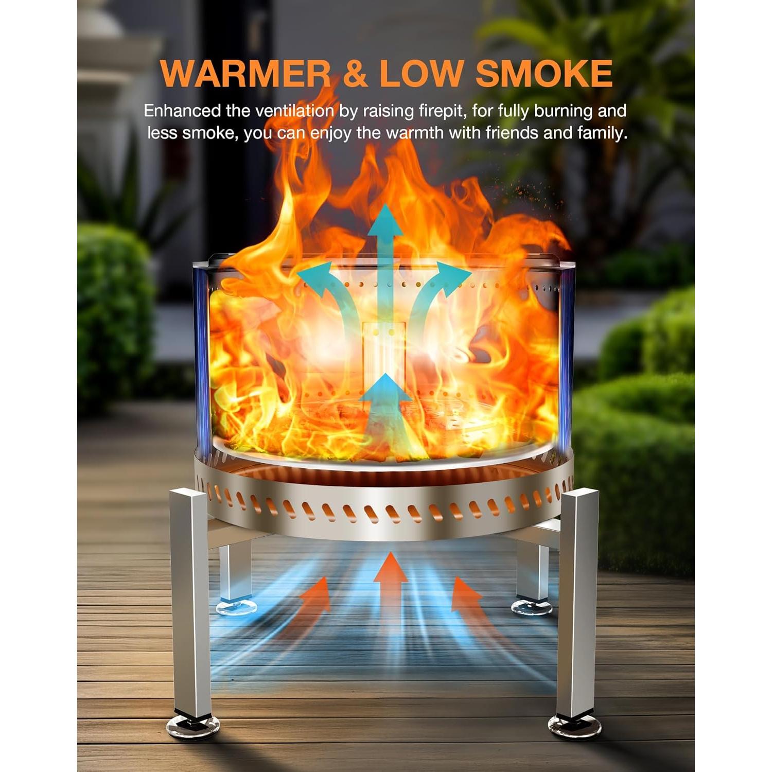 Soporte Ajustable YEFU para Fogata 48.3-68.6 cm Acero Inoxidable