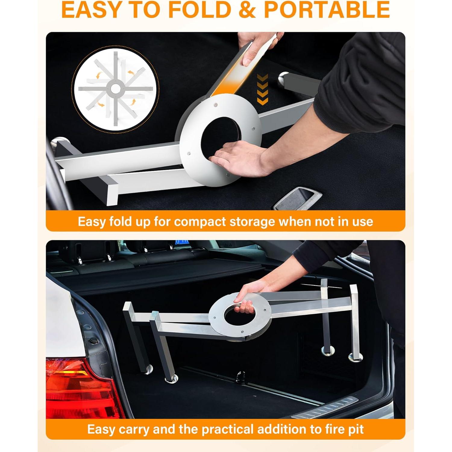 Soporte Ajustable YEFU para Fogata 48.3-68.6 cm Acero Inoxidable