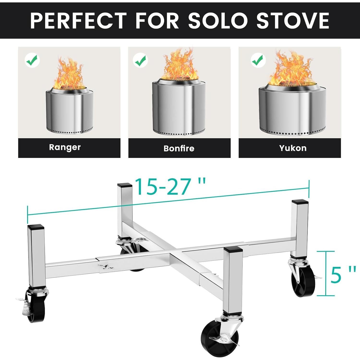 Soporte Rodante Expandible Hisencn para Fogatas 38-68 cm