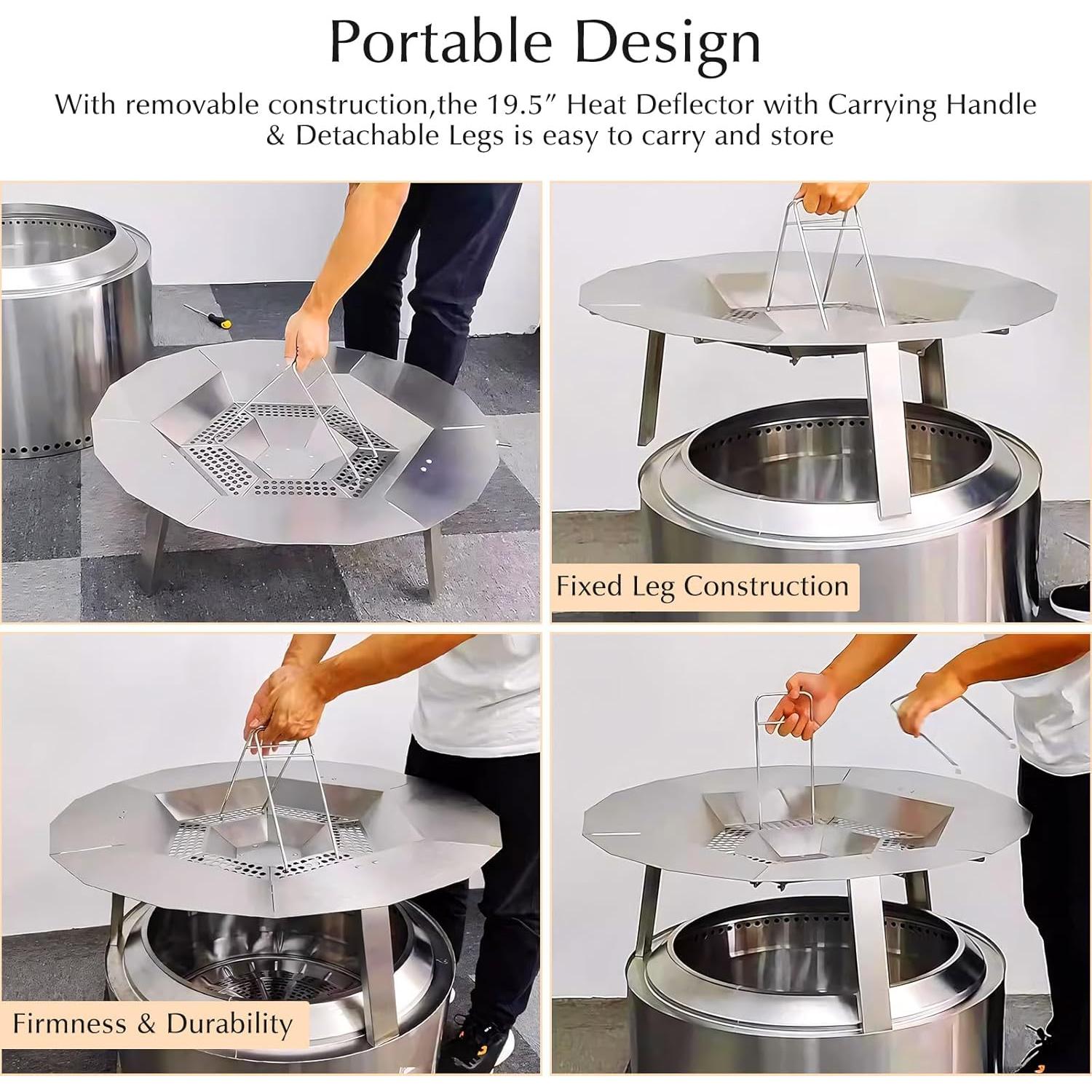 Deflector de Calor Owfeel 49.5 cm para Fogata de Acero Inoxidable