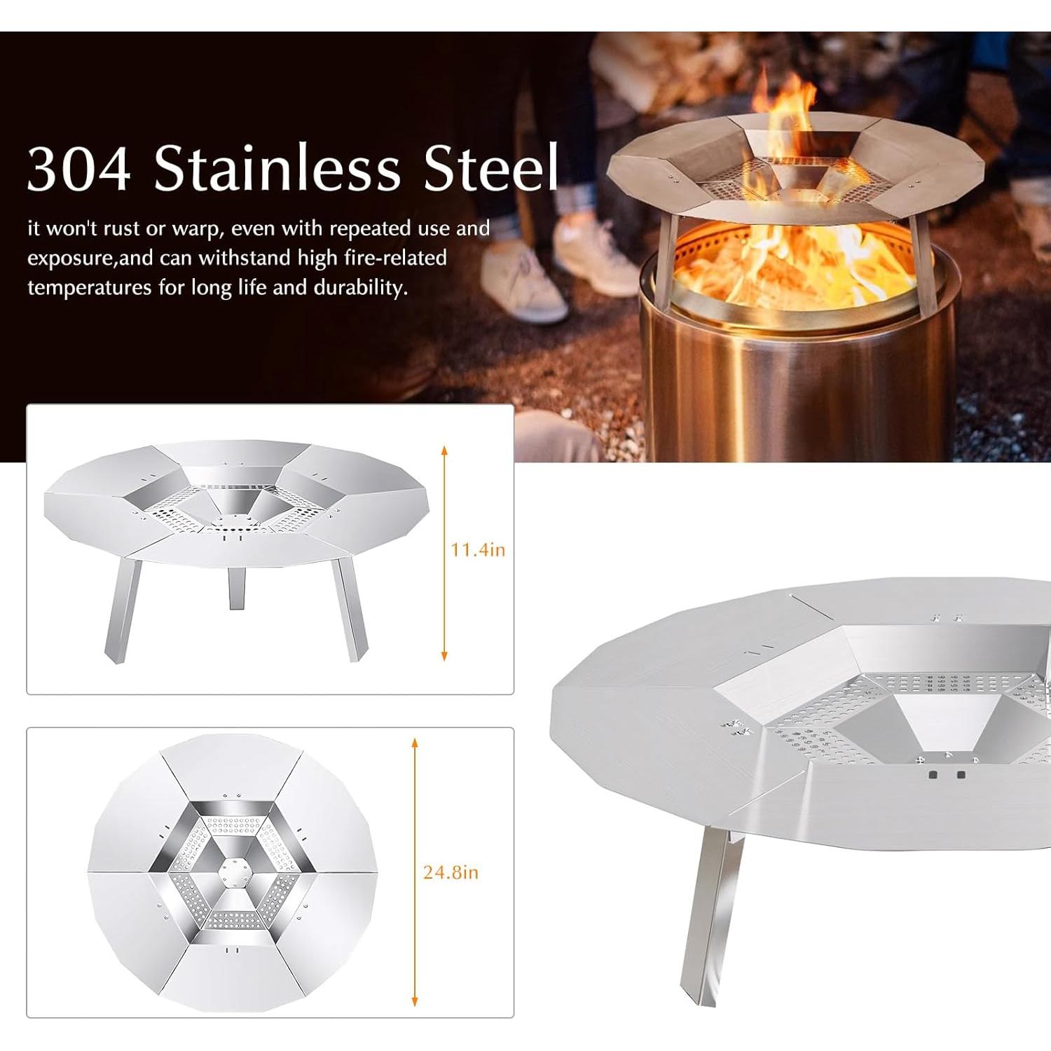 Deflector de Calor Owfeel 49.5 cm para Fogata de Acero Inoxidable