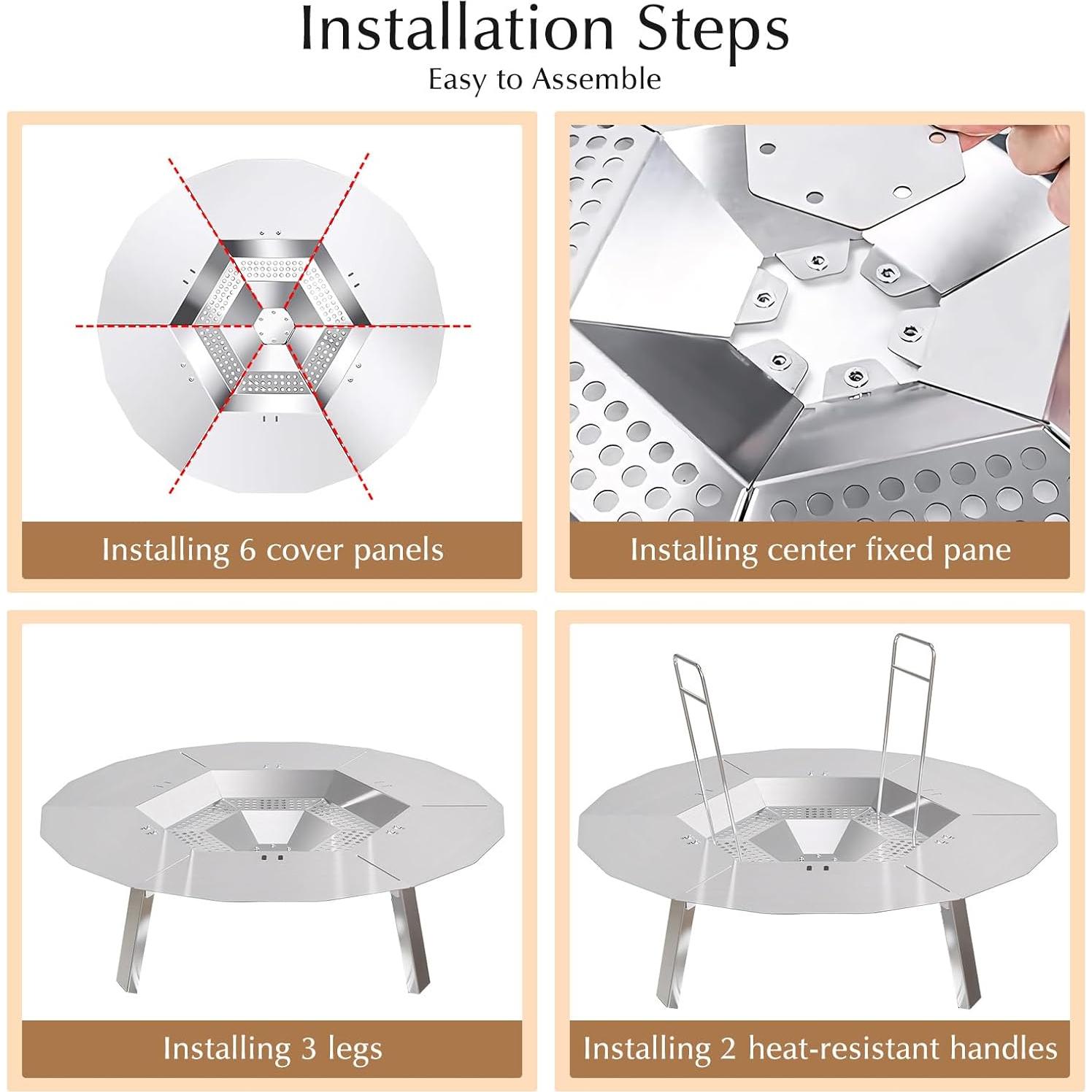 Deflector de Calor Owfeel 49.5 cm para Fogata de Acero Inoxidable