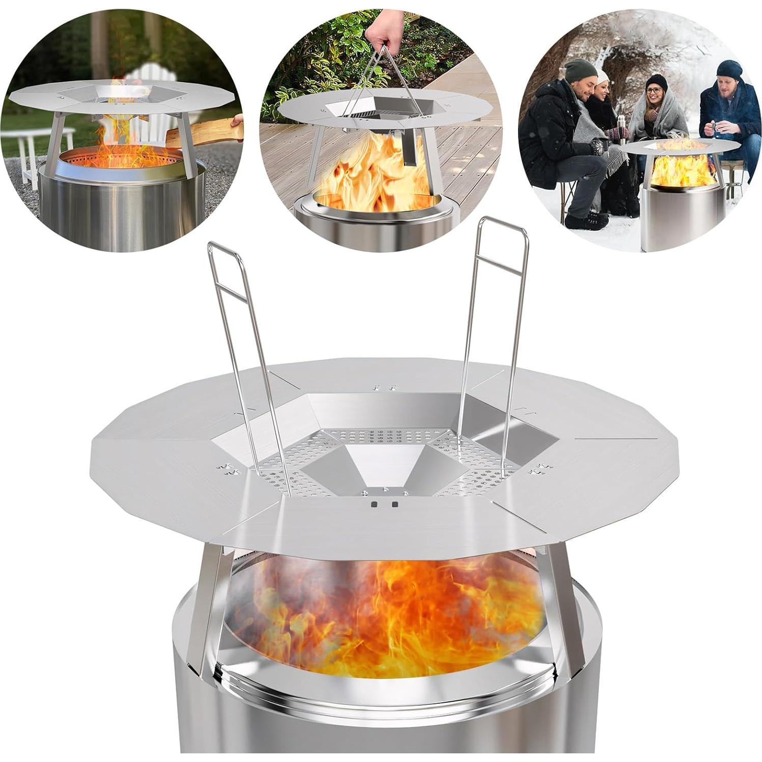 Deflector de Calor Owfeel 49.5 cm para Fogata de Acero Inoxidable