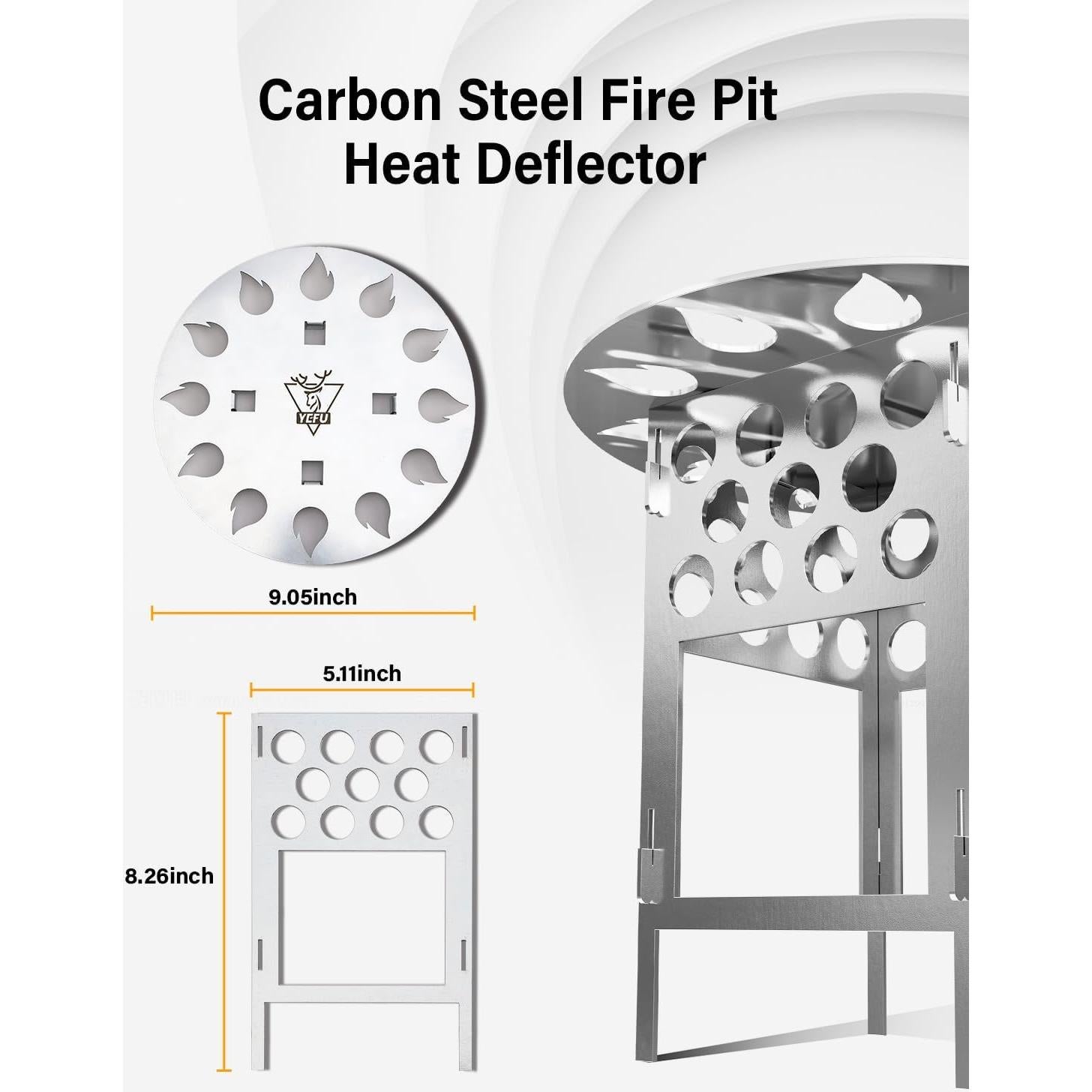 Deflector de Calor YEFU 30 cm para Fogata de Mesa XL