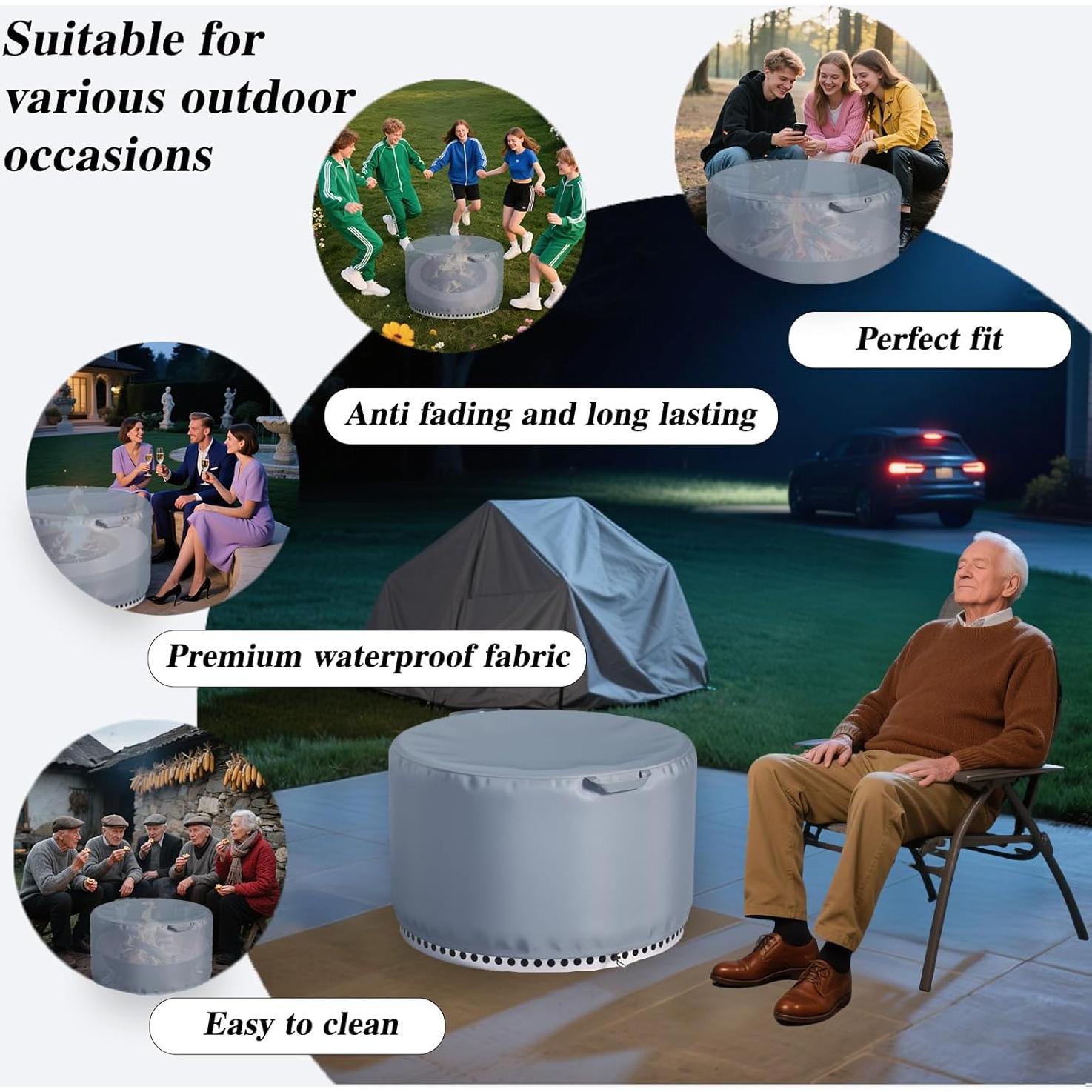 Funda Redonda Chinchilla para Fogón 29" - Impermeable y UV