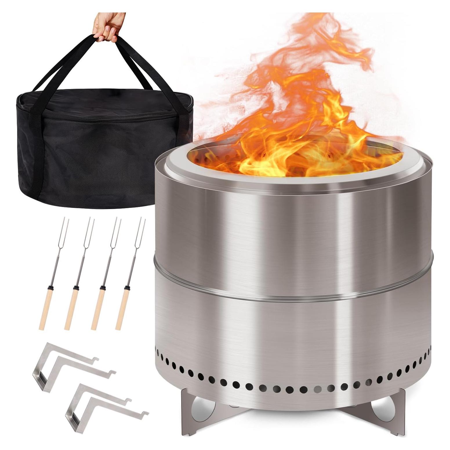 Hoguera Sin Humo GREENVINES 19" Acero Inoxidable Portátil