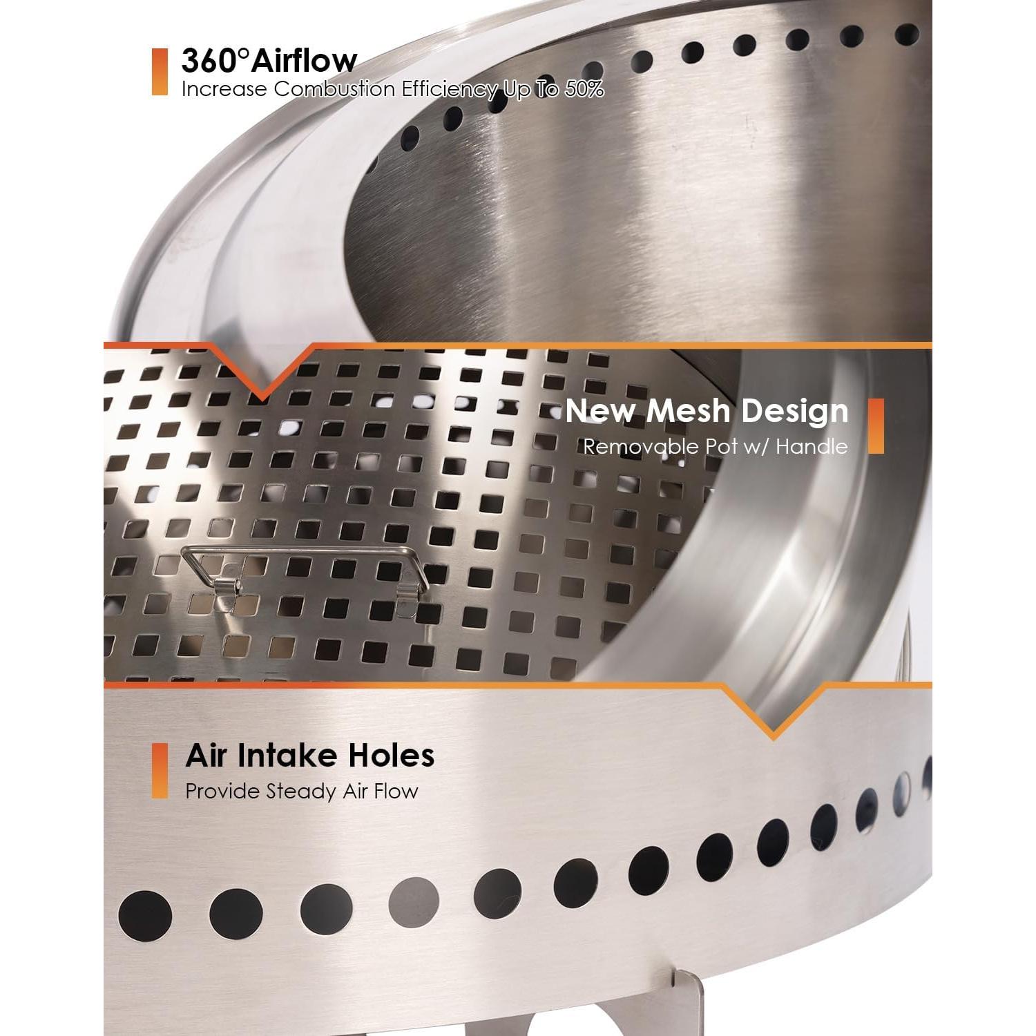 Hoguera Sin Humo GREENVINES 19" Acero Inoxidable Portátil