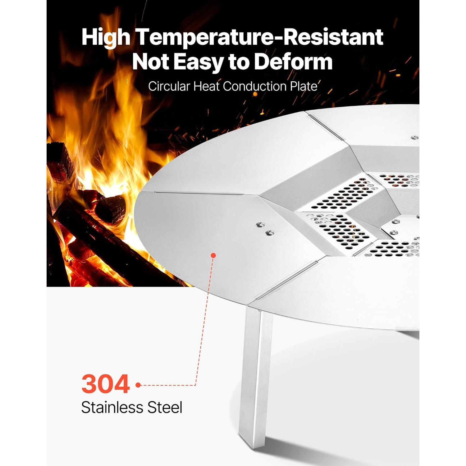 Deflector de Calor VEVOR para Fogata Yukon 63.5cm Acero Inoxidable