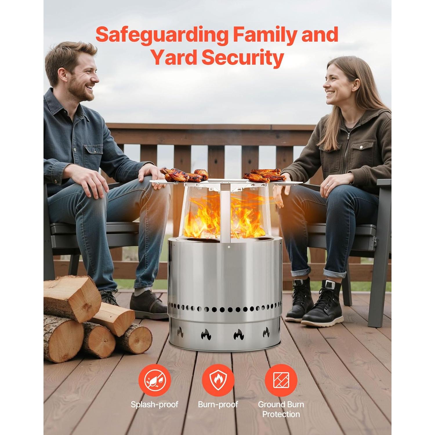 Deflector de Calor VEVOR para Fogata Yukon 63.5cm Acero Inoxidable