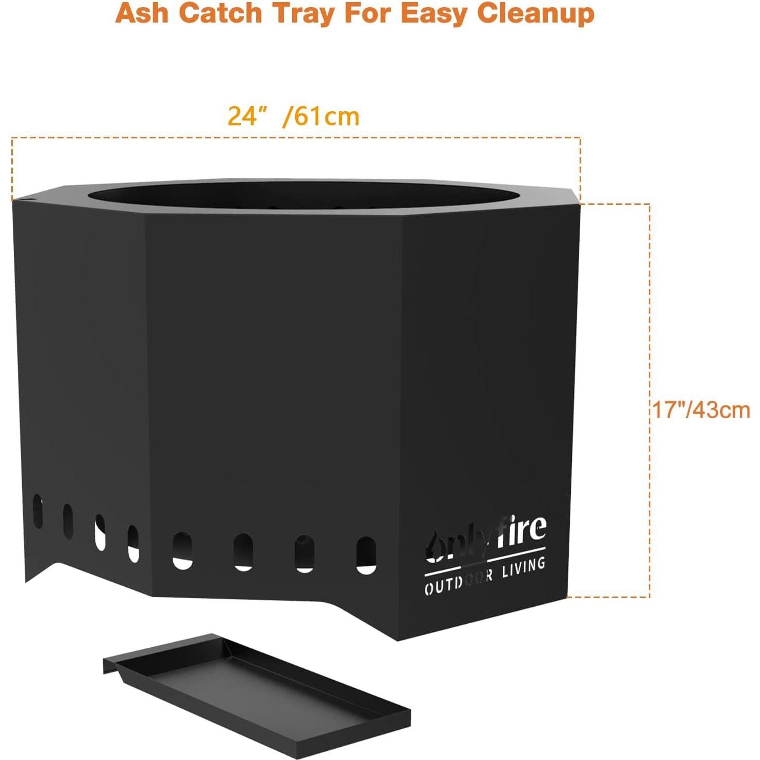 Hoguera Portátil ONLYFIRE 61 cm Moderna Negra para Exterior