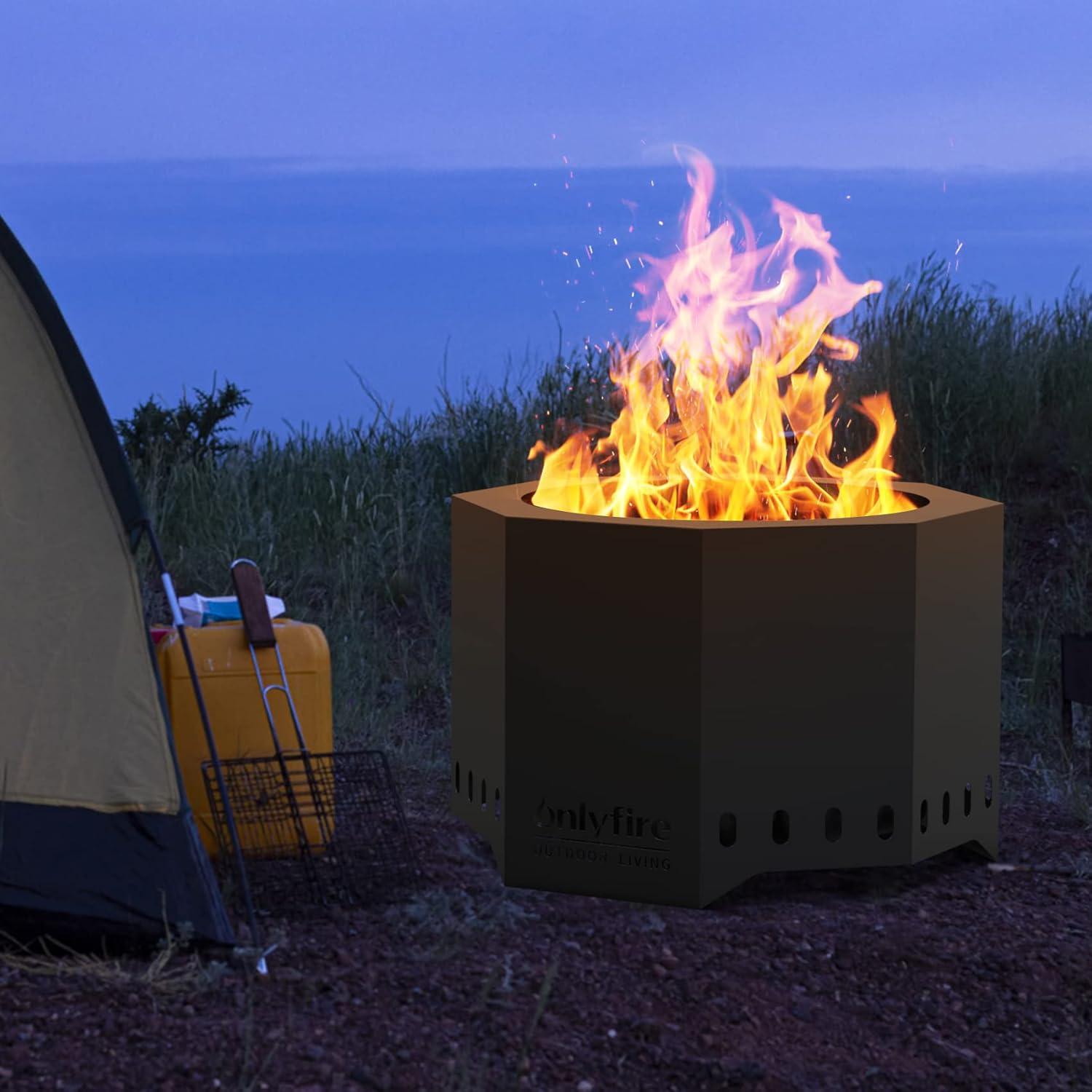 Hoguera Portátil ONLYFIRE 61 cm Moderna Negra para Exterior