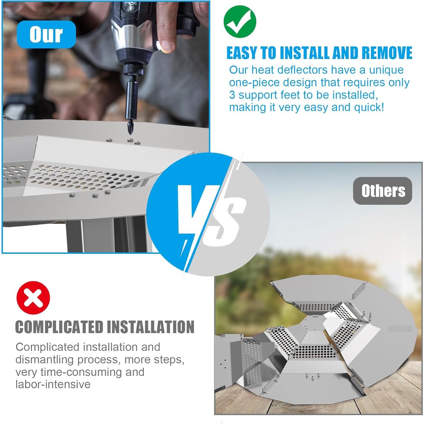 Deflector de Calor LS'BABQ para Fogata 49.5 cm Acero Inoxidable