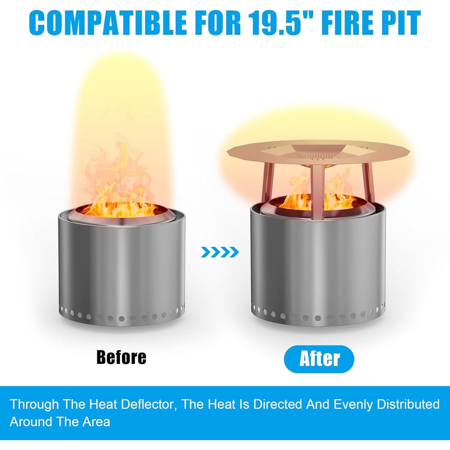 Deflector de Calor LS'BABQ para Fogata 49.5 cm Acero Inoxidable