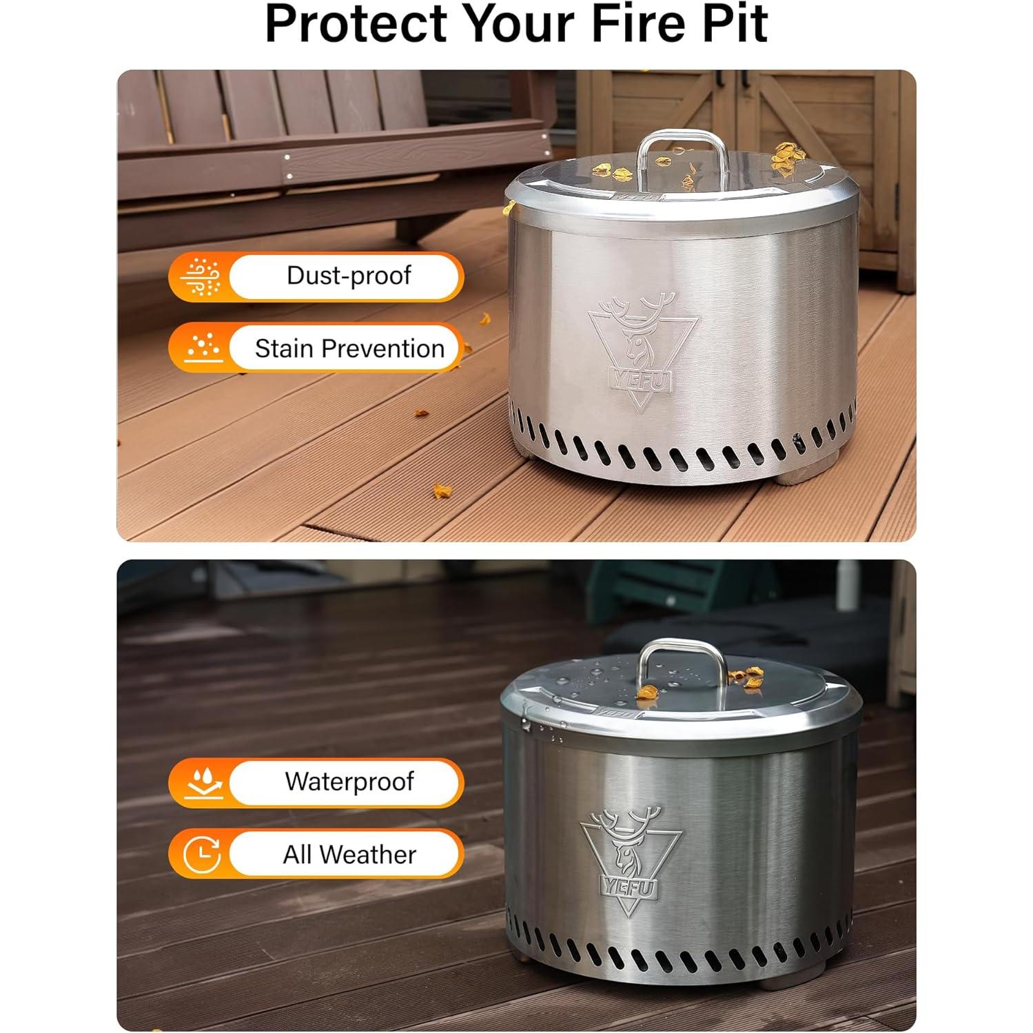 Tapa de Hoguera YEFU 49.5 cm Acero Inoxidable Resistente al Clima