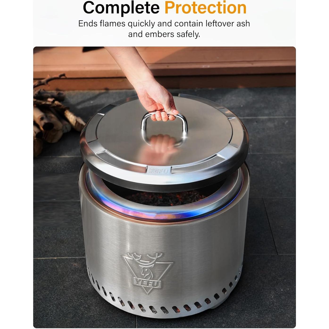 Tapa de Hoguera YEFU 49.5 cm Acero Inoxidable Resistente al Clima