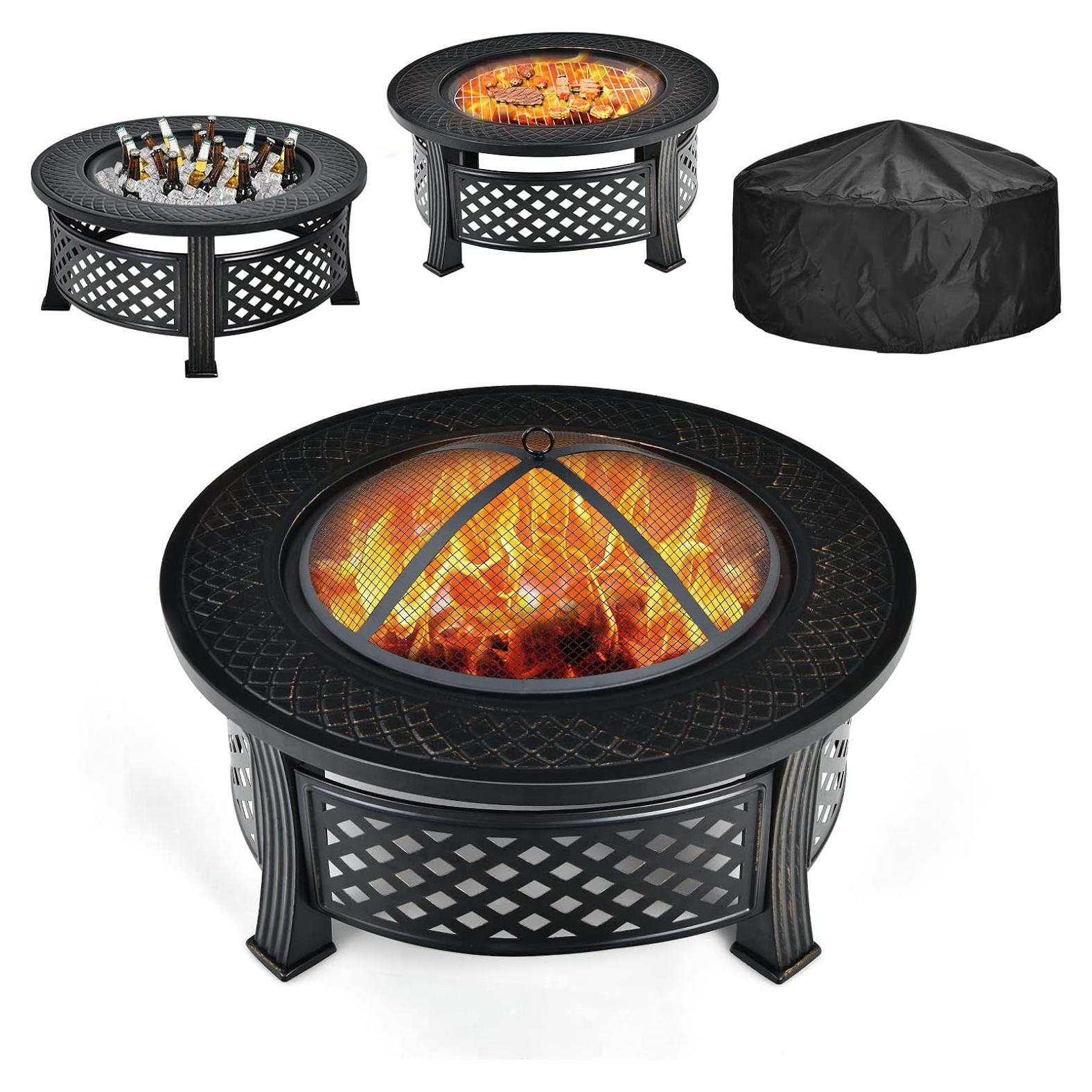 Hoguera Multifuncional Giantex 81 cm Redonda para Exterior