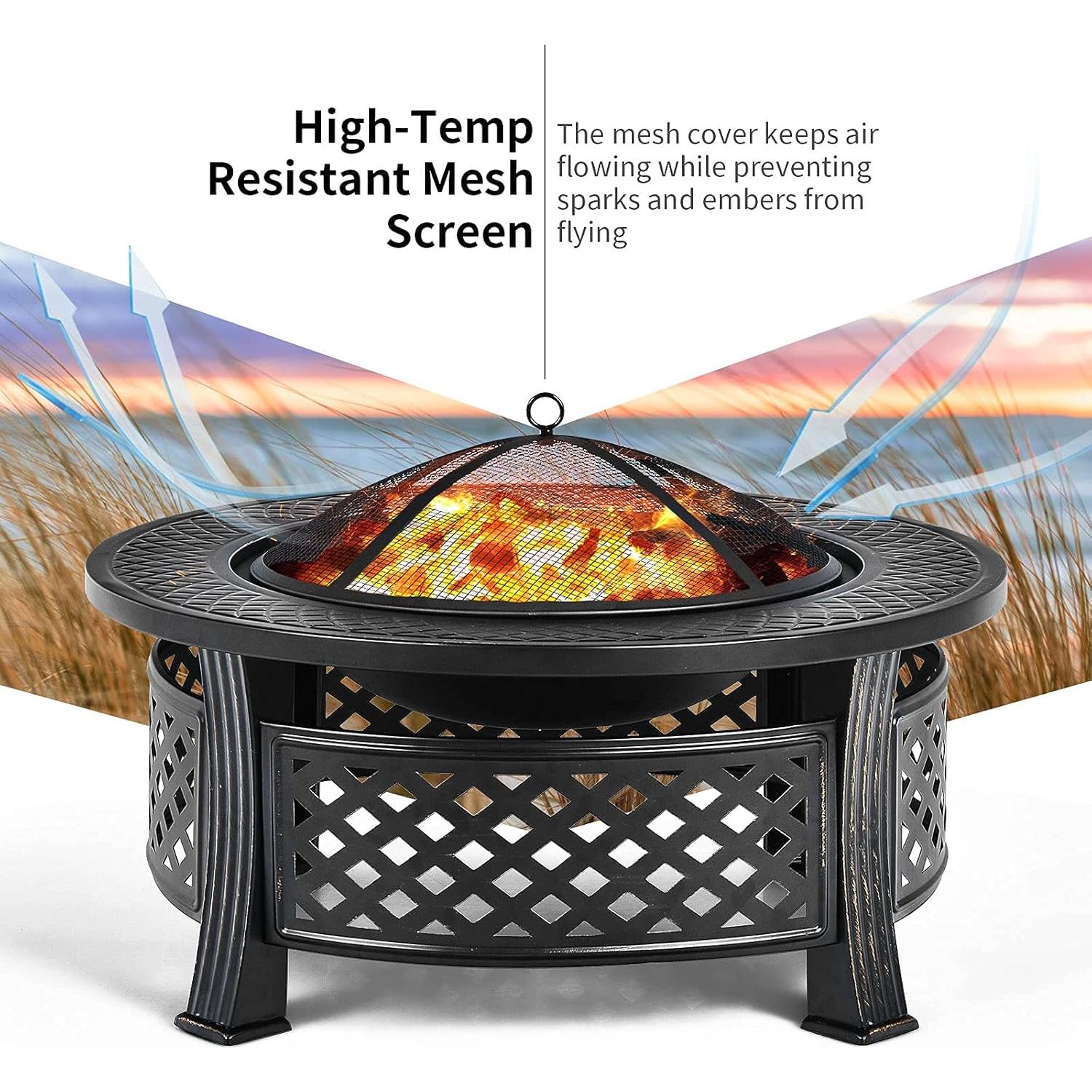 Hoguera Multifuncional Giantex 81 cm Redonda para Exterior