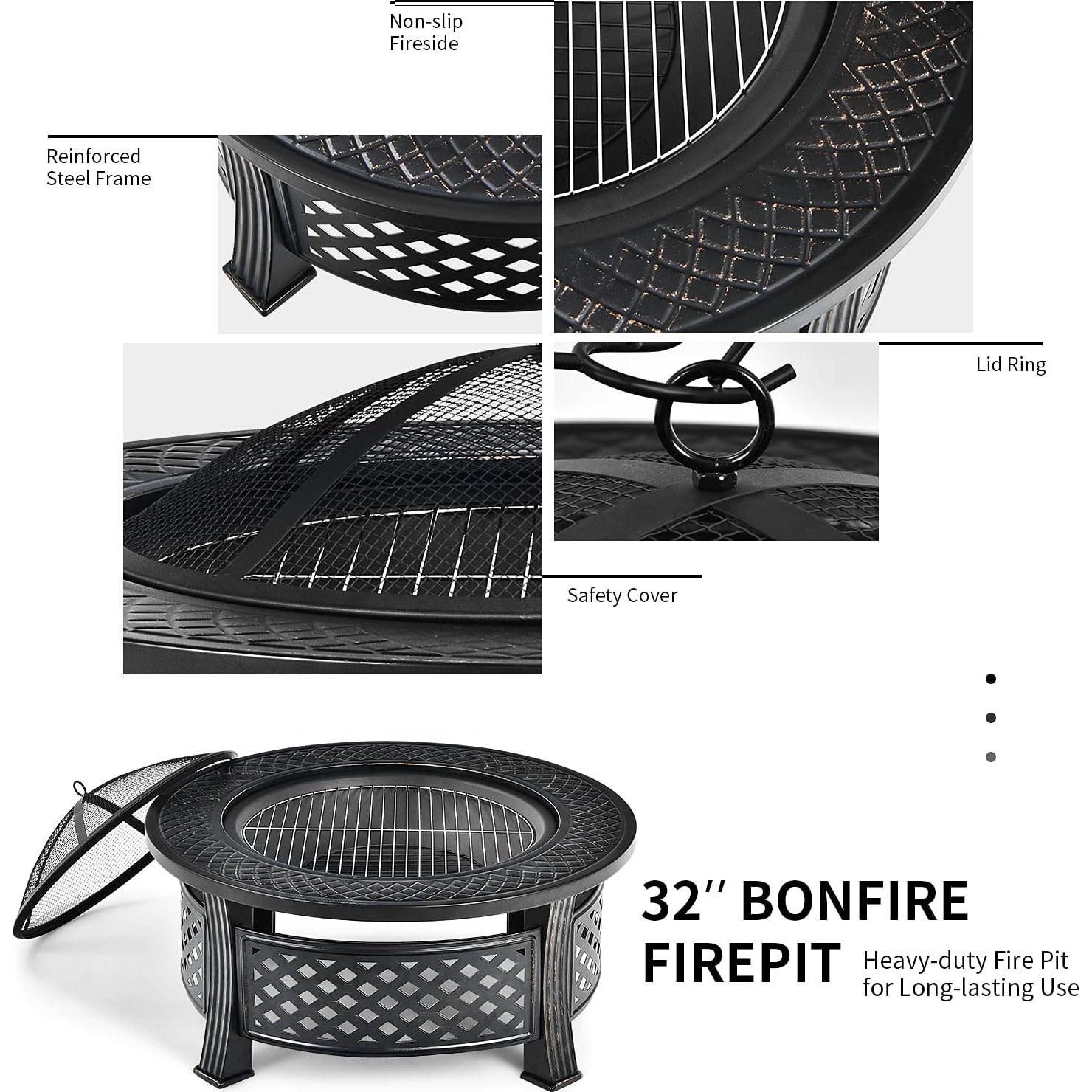Hoguera Multifuncional Giantex 81 cm Redonda para Exterior