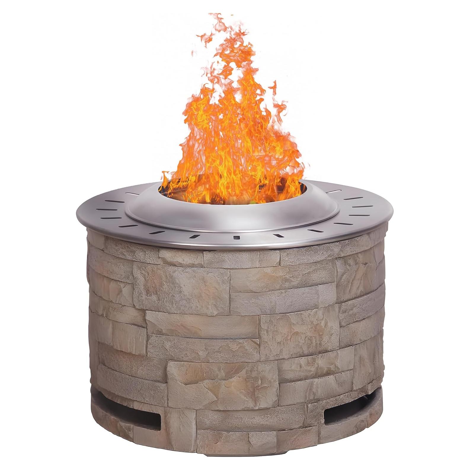 Hoguera Sin Humo Afterglow 52 cm Acero Inoxidable Portátil