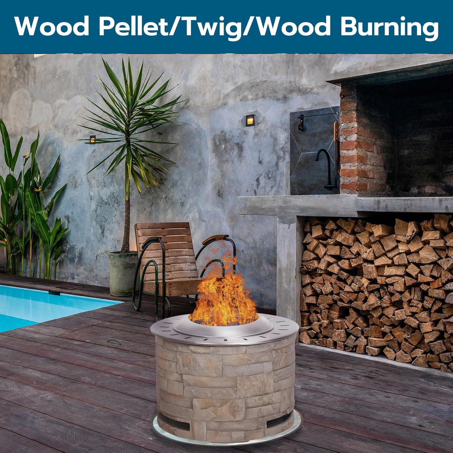 Hoguera Sin Humo Afterglow 52 cm Acero Inoxidable Portátil