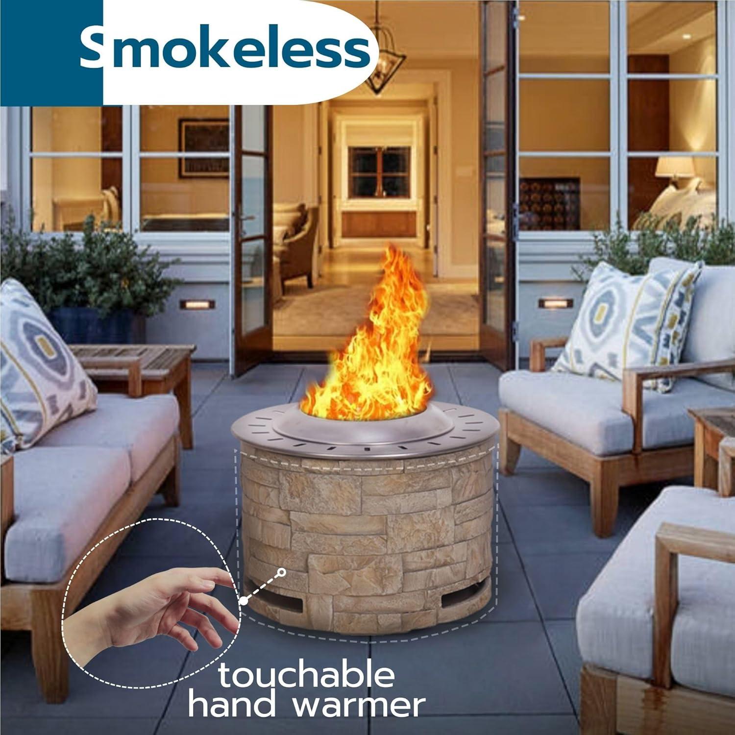 Hoguera Sin Humo Afterglow 52 cm Acero Inoxidable Portátil