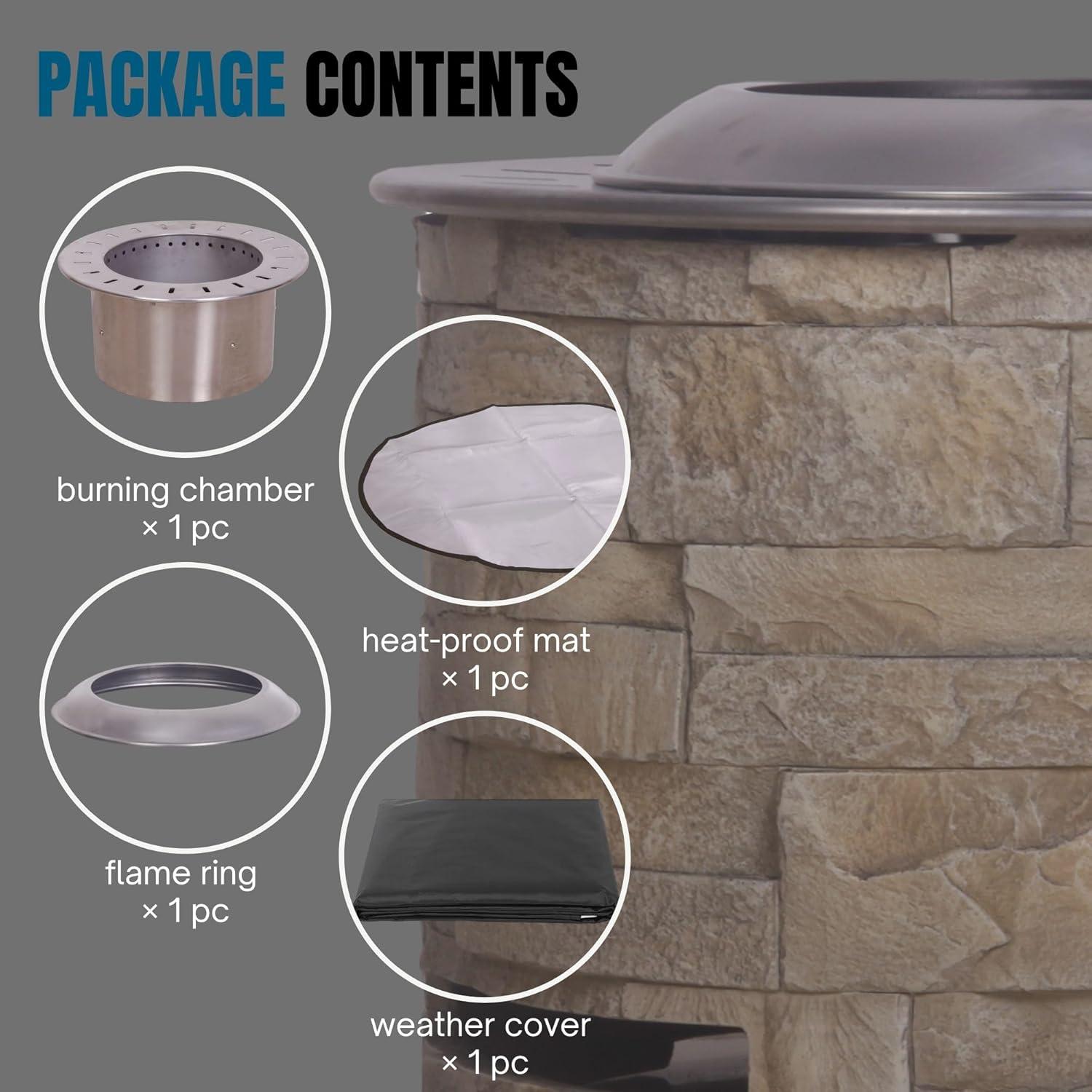 Hoguera Sin Humo Afterglow 52 cm Acero Inoxidable Portátil