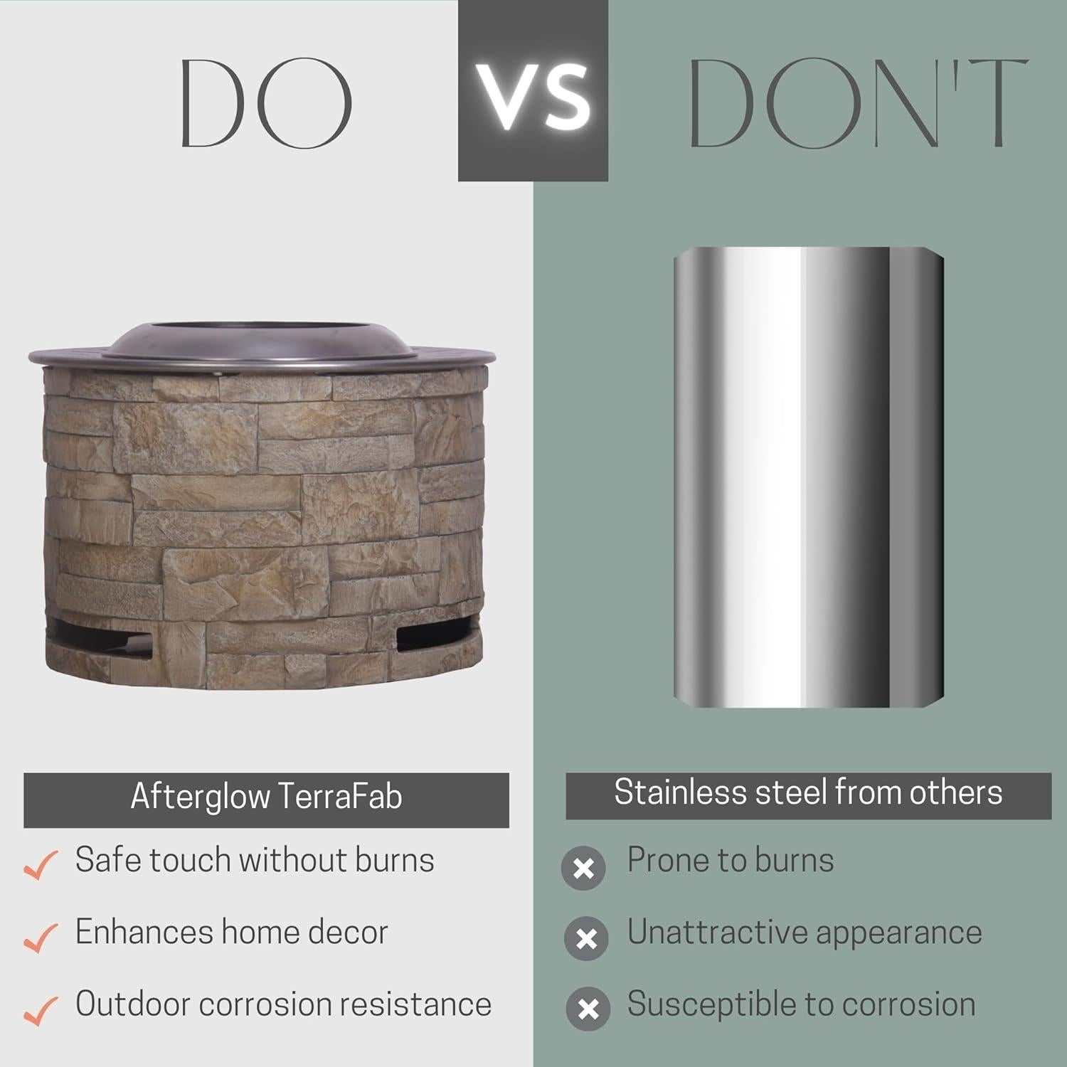 Hoguera Sin Humo Afterglow 52 cm Acero Inoxidable Portátil