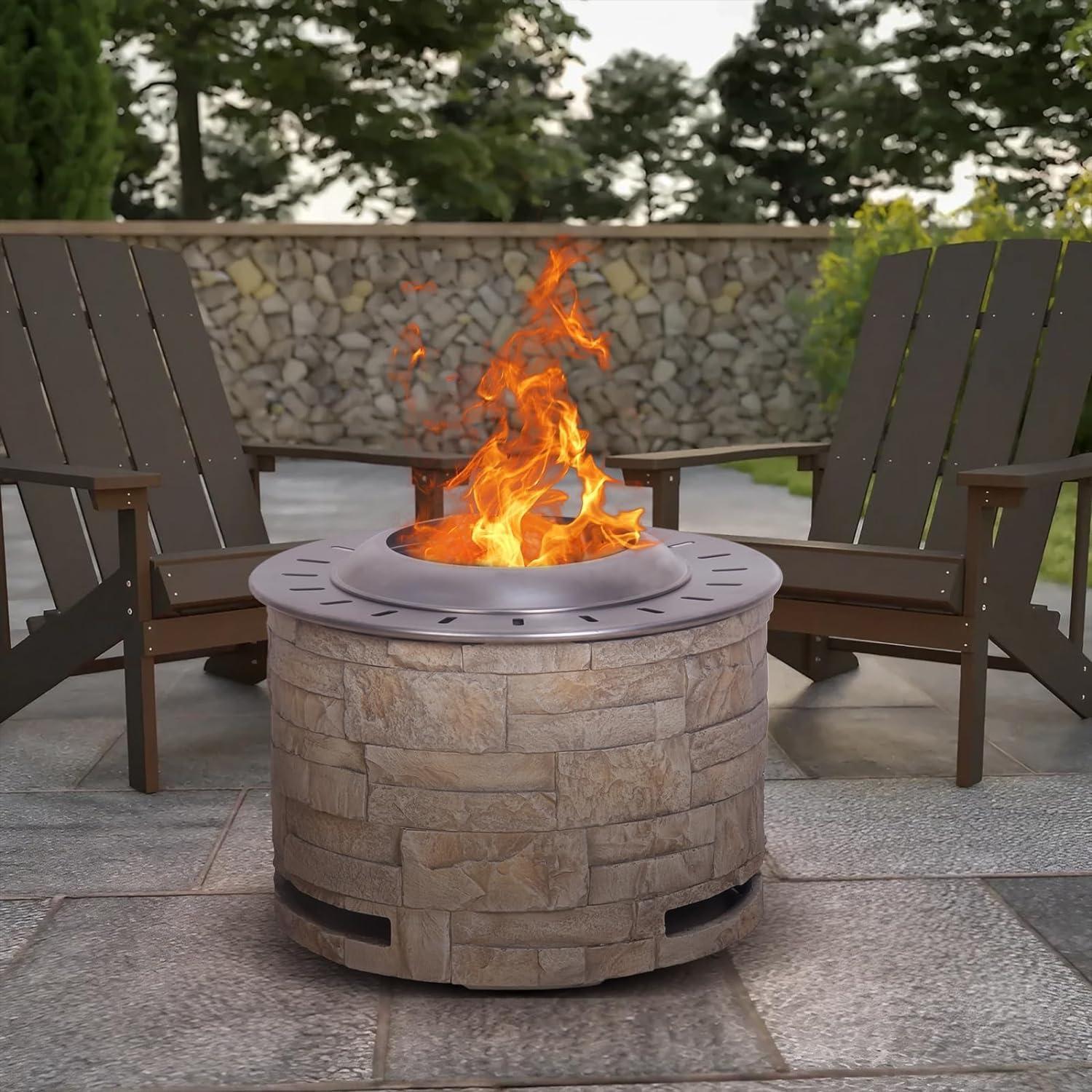 Hoguera Sin Humo Afterglow 52 cm Acero Inoxidable Portátil