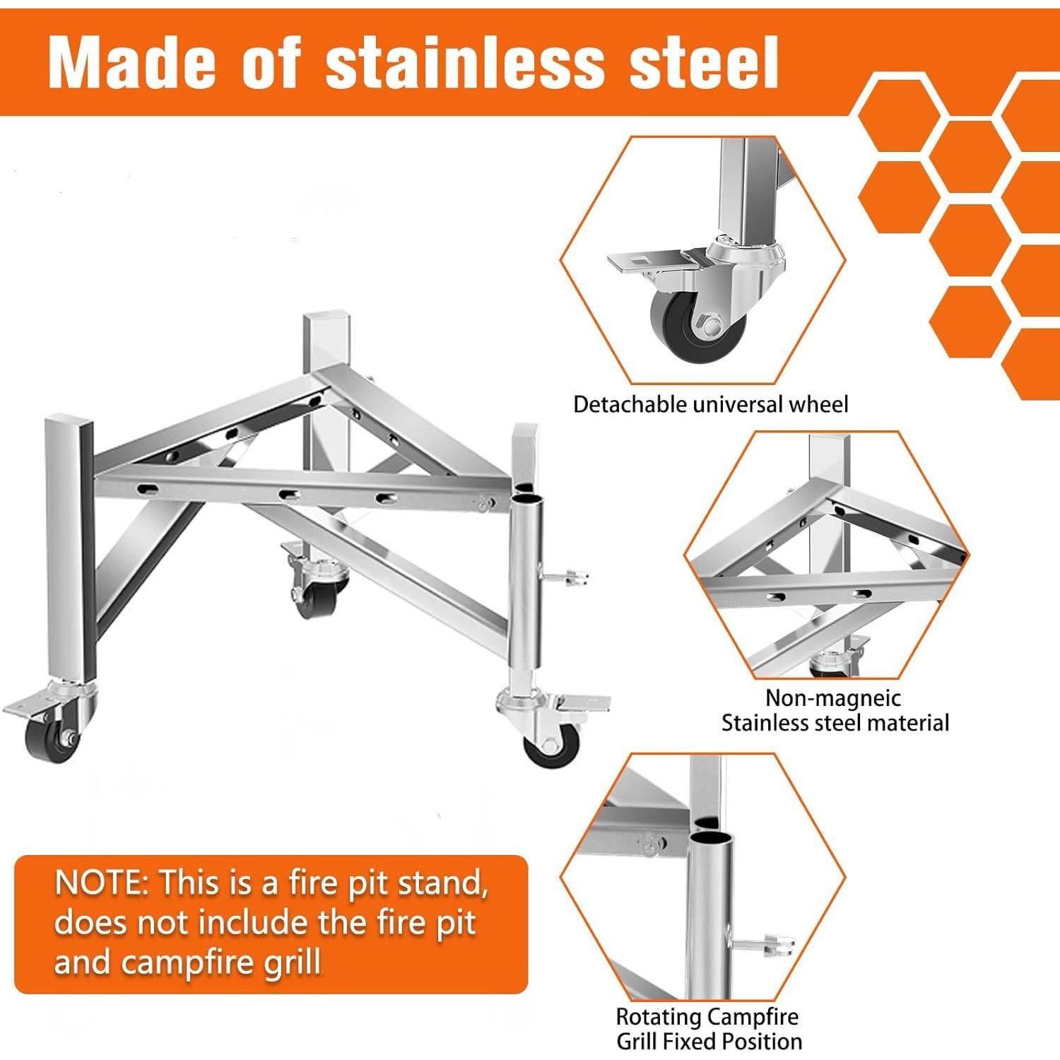 Soporte Universal para Fogatas PHYESUVIN de Acero Inoxidable