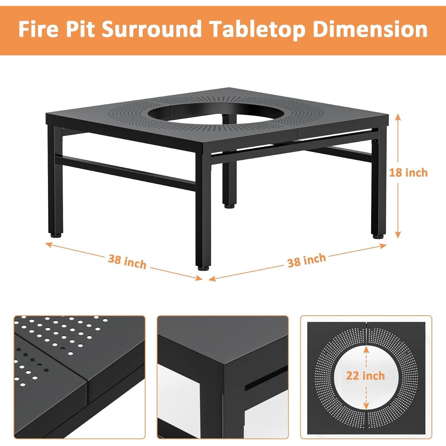 Mesa de Superficie para Fogata AJinTeby 96.52 cm Acero Negro