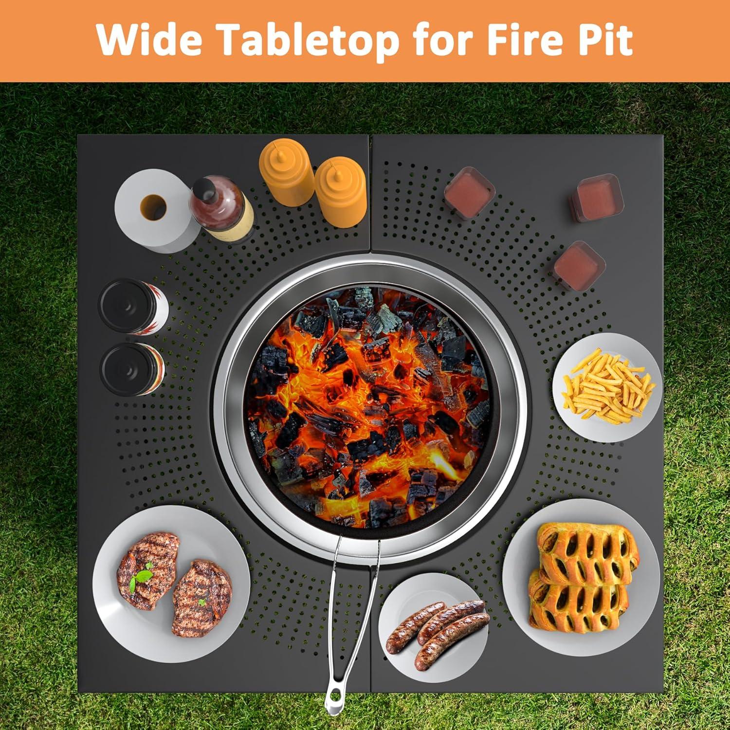 Mesa de Superficie para Fogata AJinTeby 96.52 cm Acero Negro