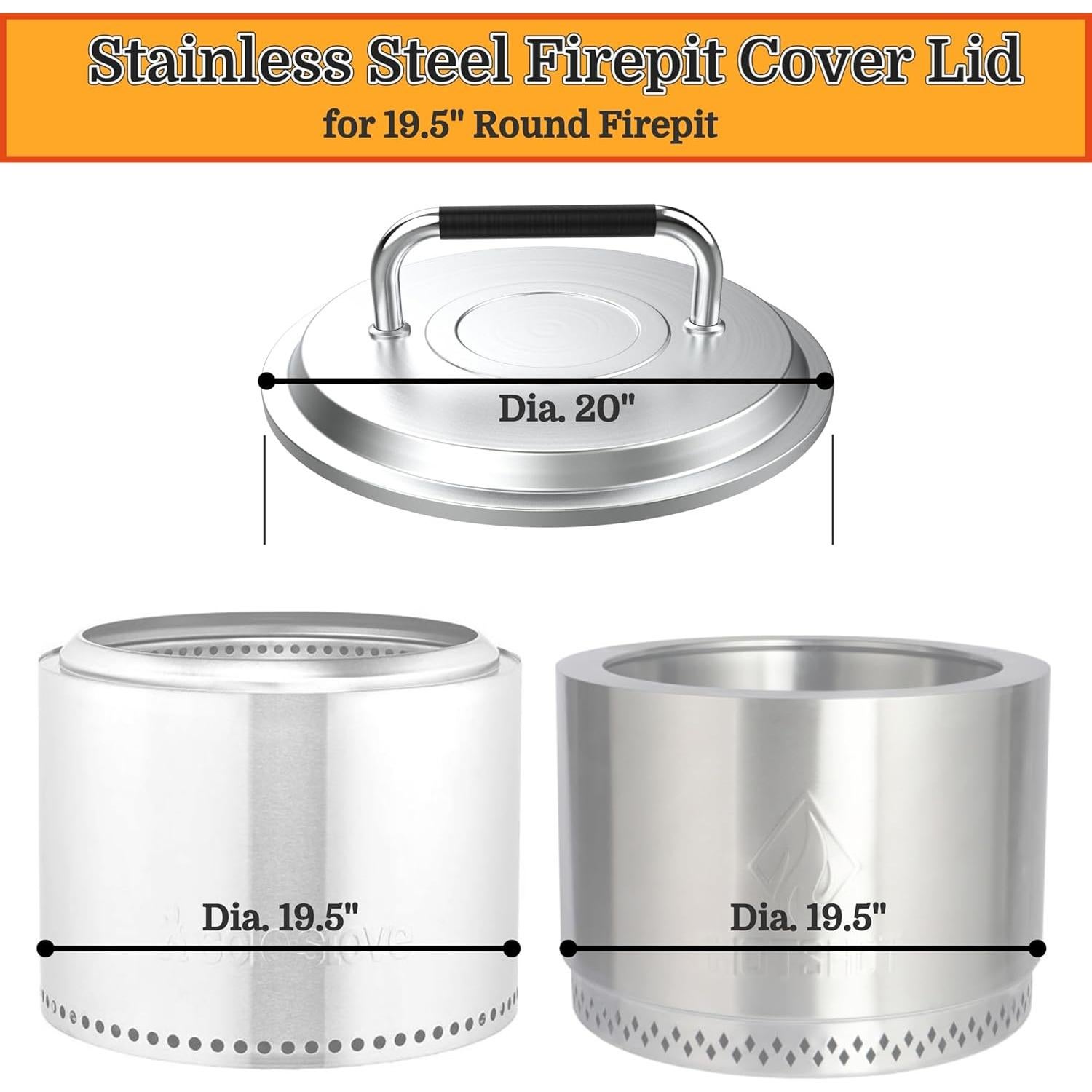 Tapa de Acero Inoxidable PARTAKER para Fogón 19.5" Bonfire