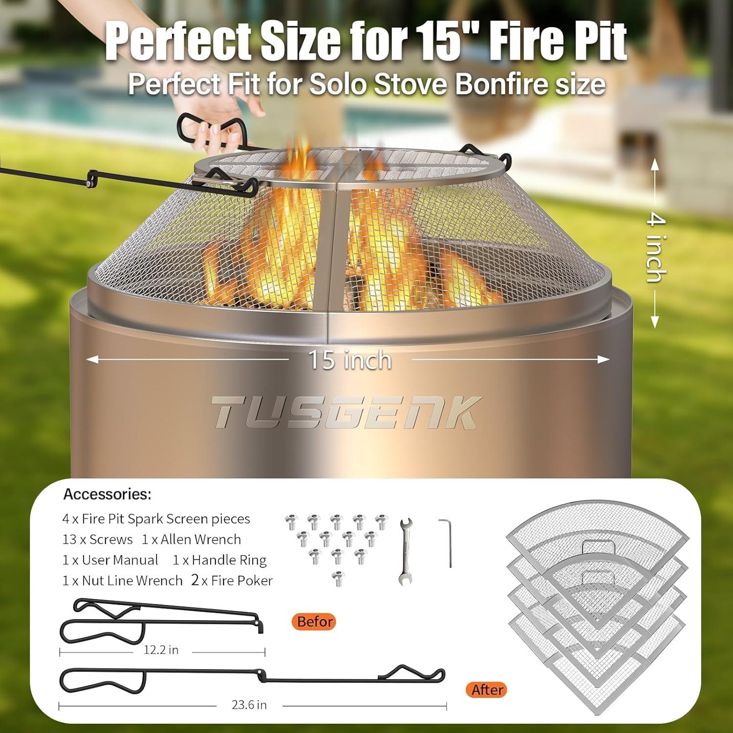 Pantalla de Chispas TUSGENK 15 Pulgadas Acero Inoxidable