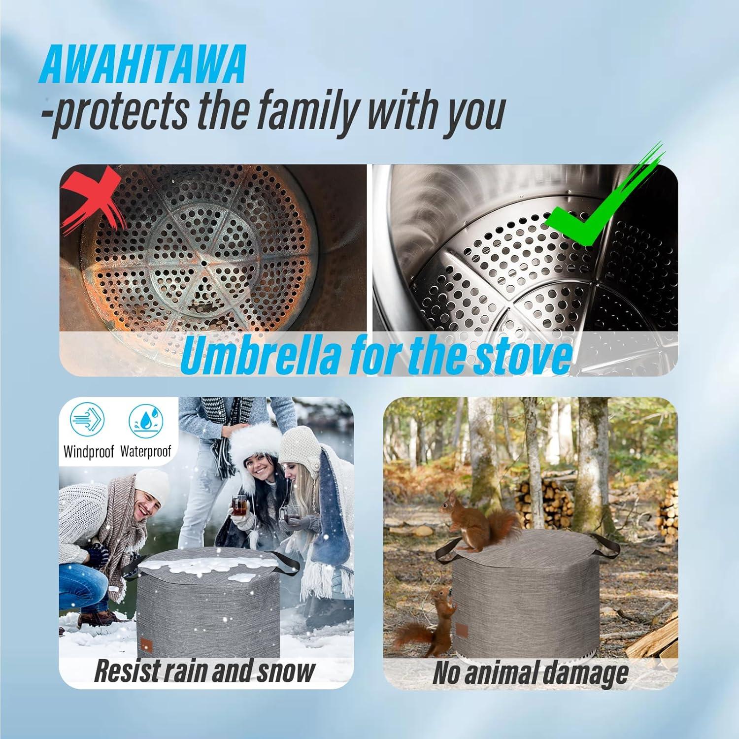 Cubierta para Fogata AWAHITAWA 22" D x 16" H Impermeable Negra