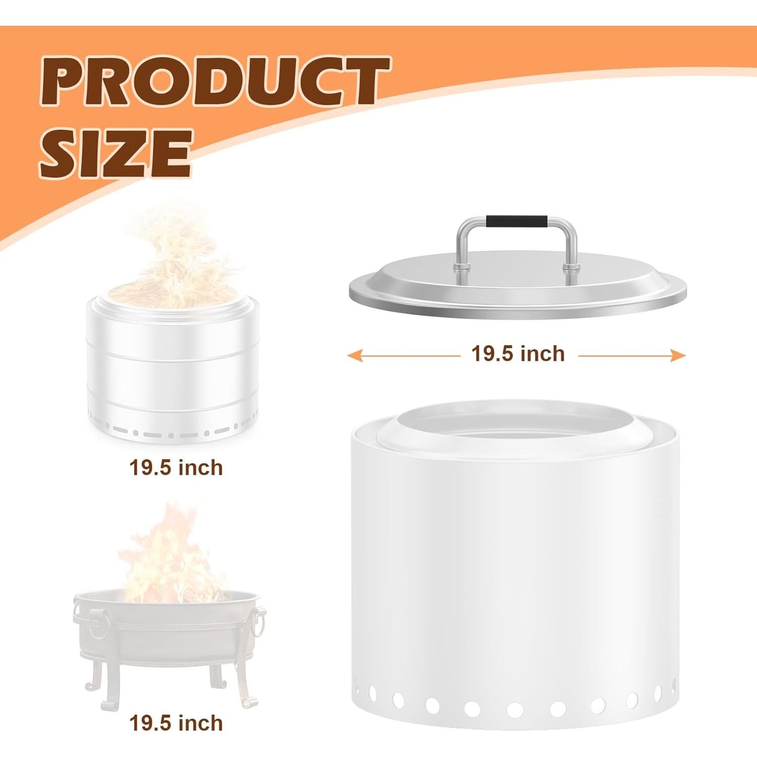 Tapa de Fogata MOASKER 19.5" Acero Inoxidable Redonda