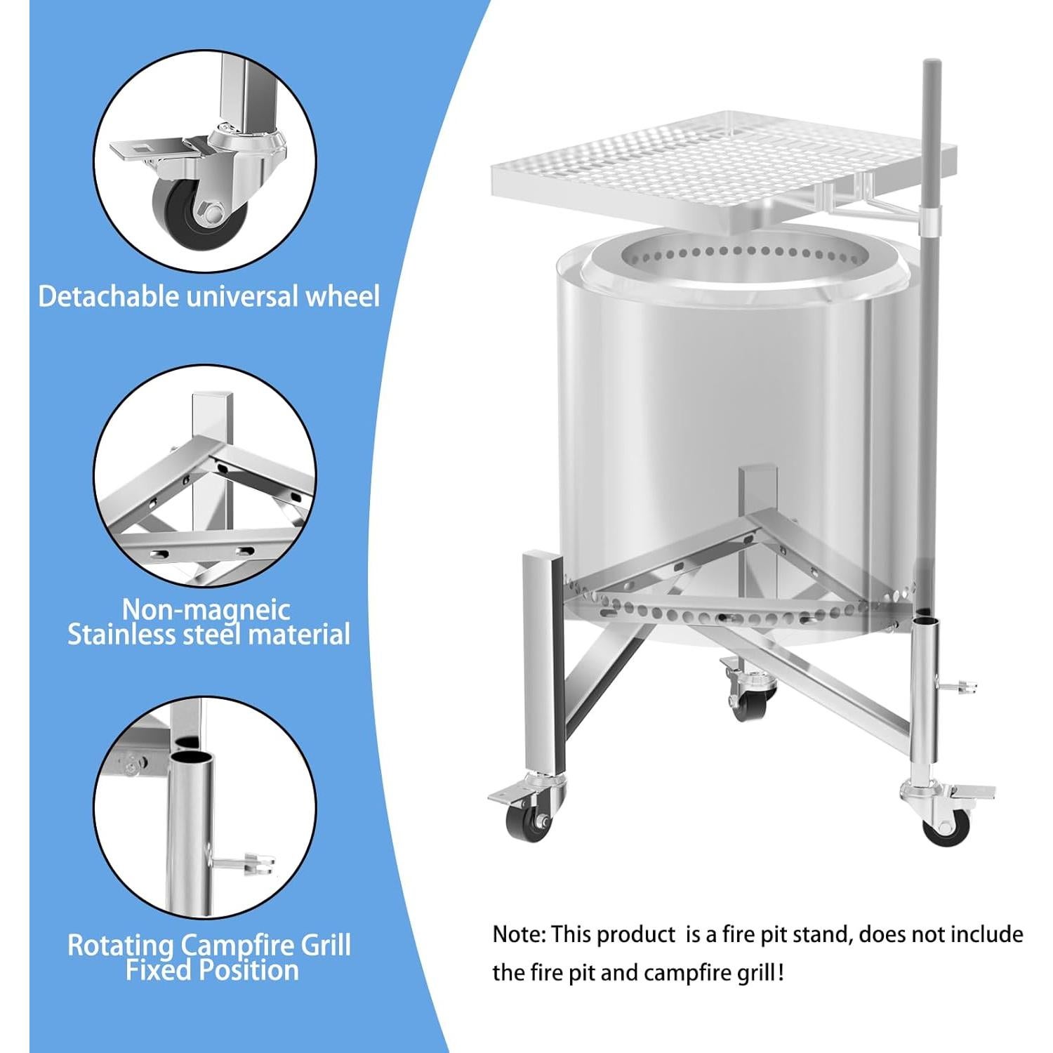 Soporte para Fogata Universal Acero Inoxidable 15-27"