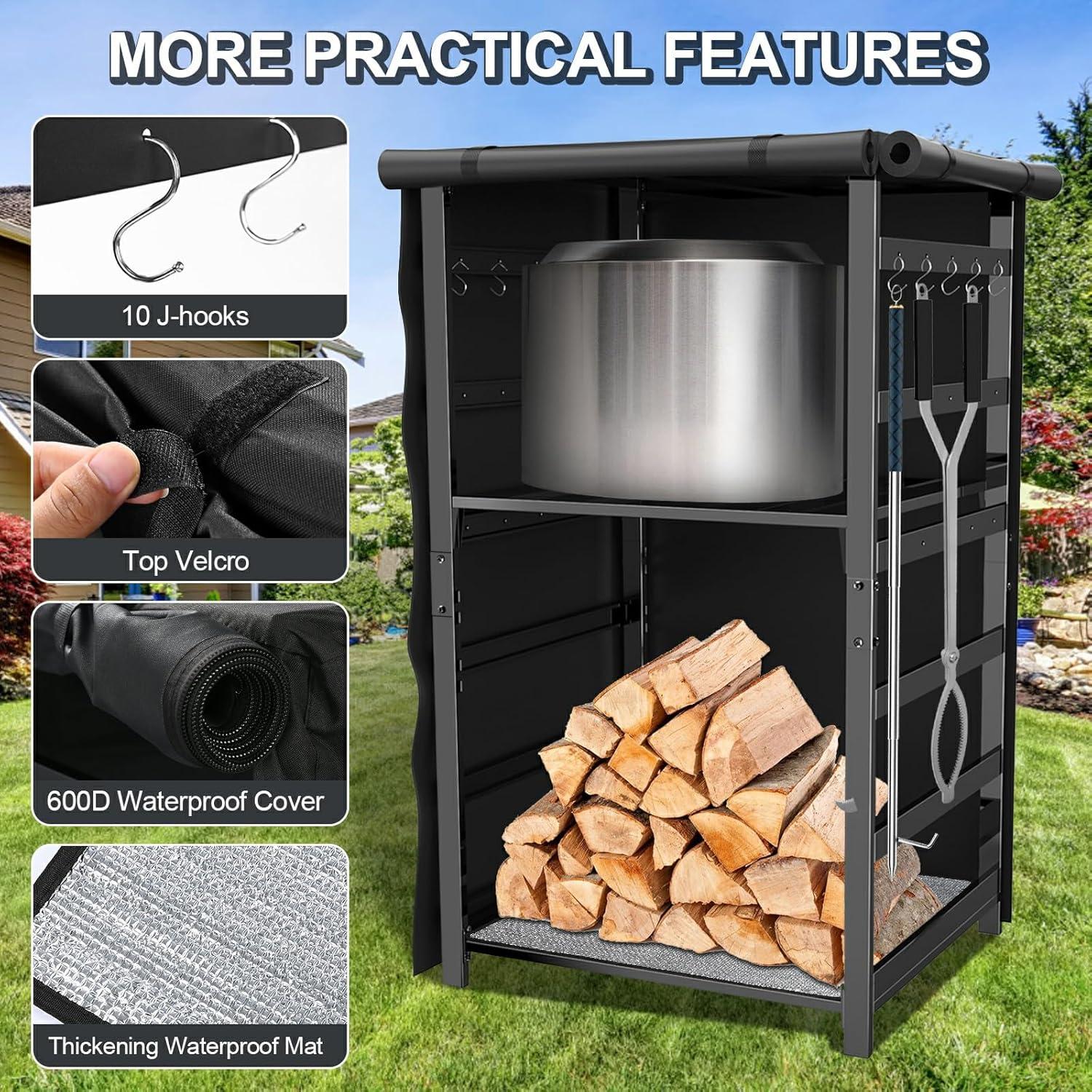 Estante de Almacenamiento para Leña Uniflasy 135cm Impermeable