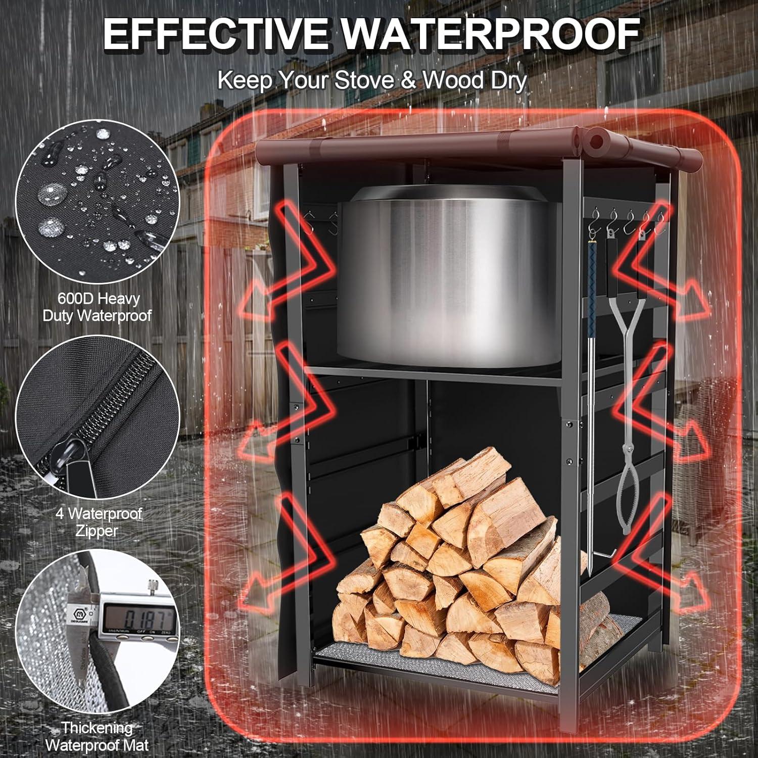 Estante de Almacenamiento para Leña Uniflasy 135cm Impermeable