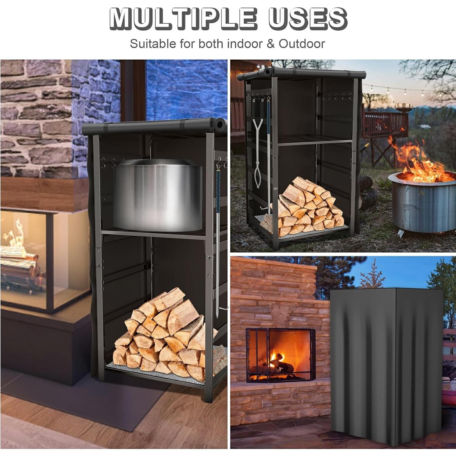 Estante de Almacenamiento para Leña Uniflasy 135cm Impermeable