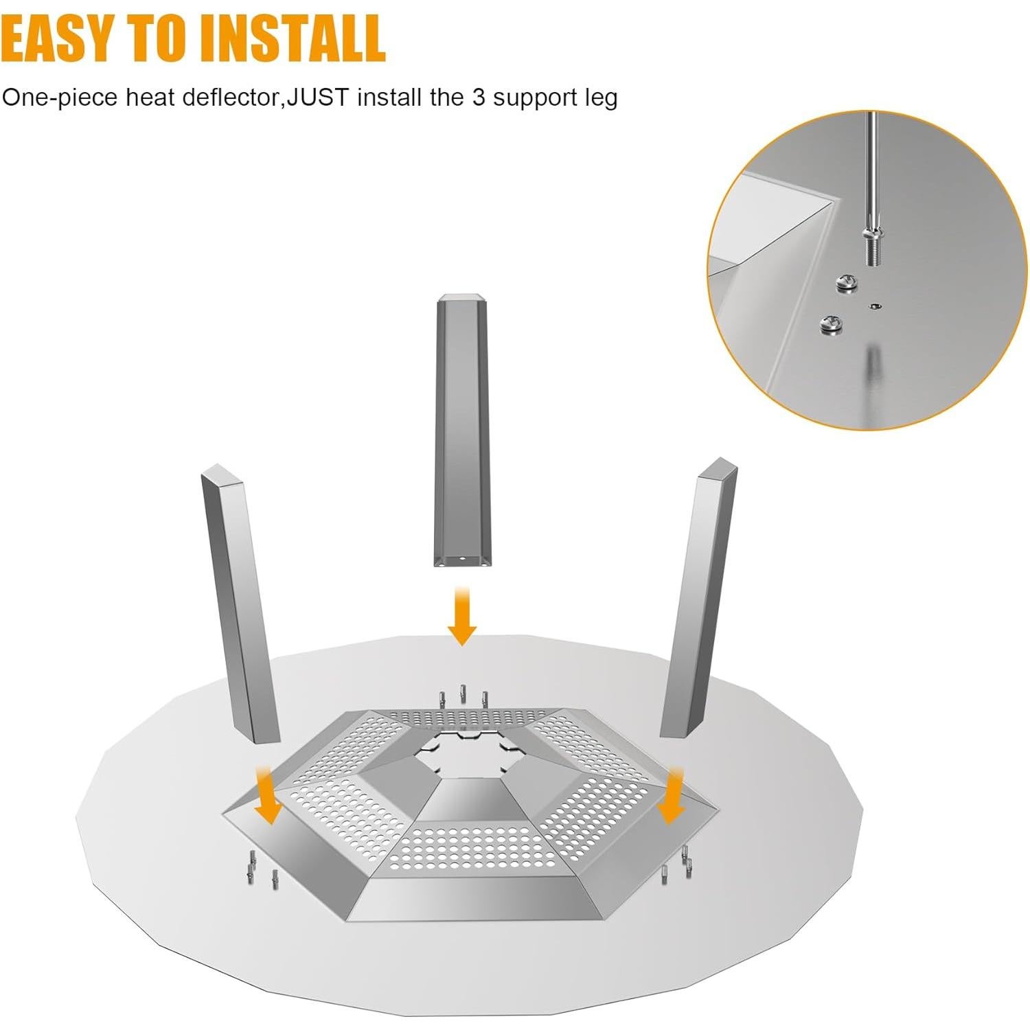 Deflector de Calor BBQ-PLUS para Estufa de Fuego 19.5" Acero Inoxidable