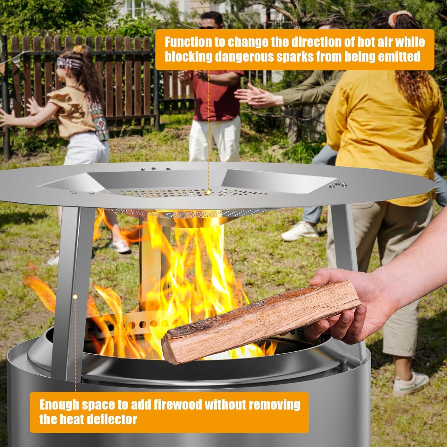 Deflector de Calor BBQ-PLUS para Estufa de Fuego 19.5" Acero Inoxidable