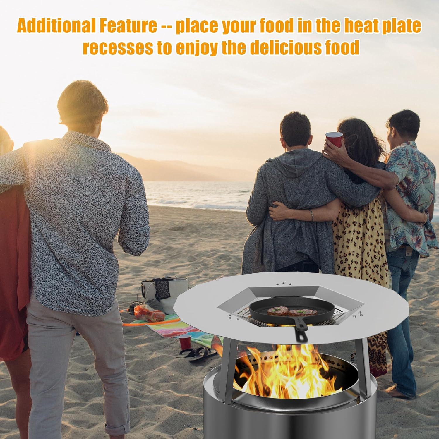 Deflector de Calor BBQ-PLUS para Estufa de Fuego 19.5" Acero Inoxidable