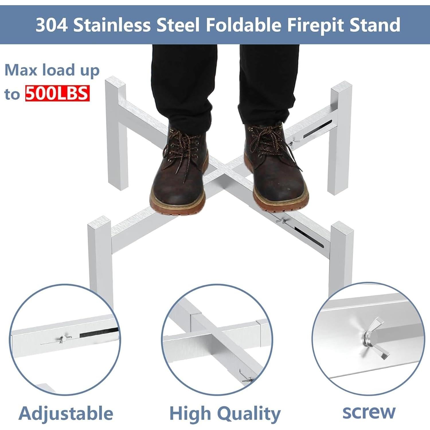 Soporte ajustable para fogata CANDANA 15-27" acero inoxidable