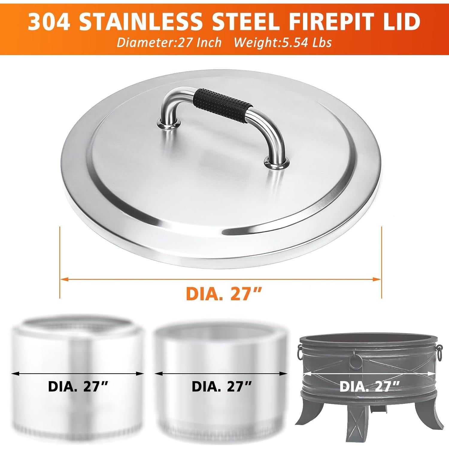 Tapa de Fogón Hisencn 27" Acero Inoxidable para Camping