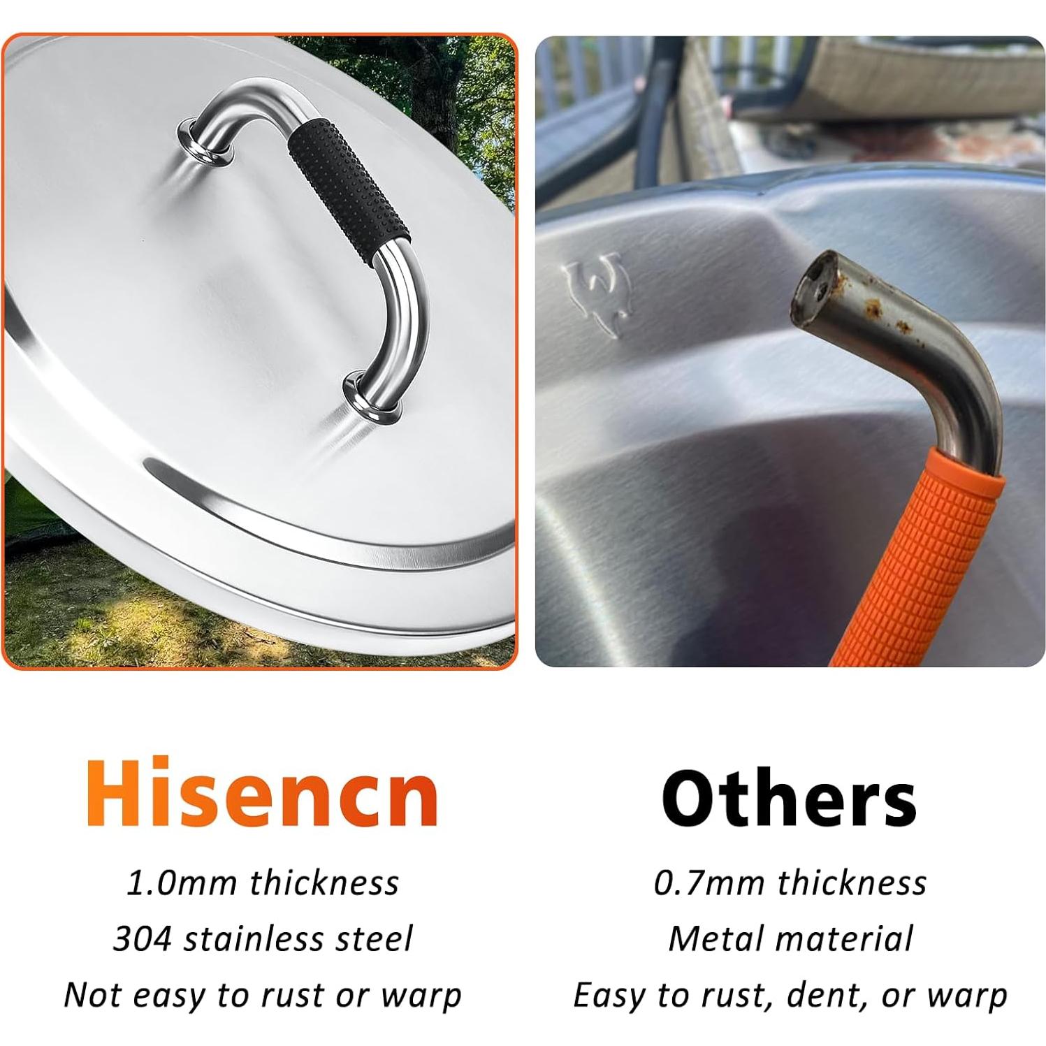 Tapa de Fogón Hisencn 27" Acero Inoxidable para Camping